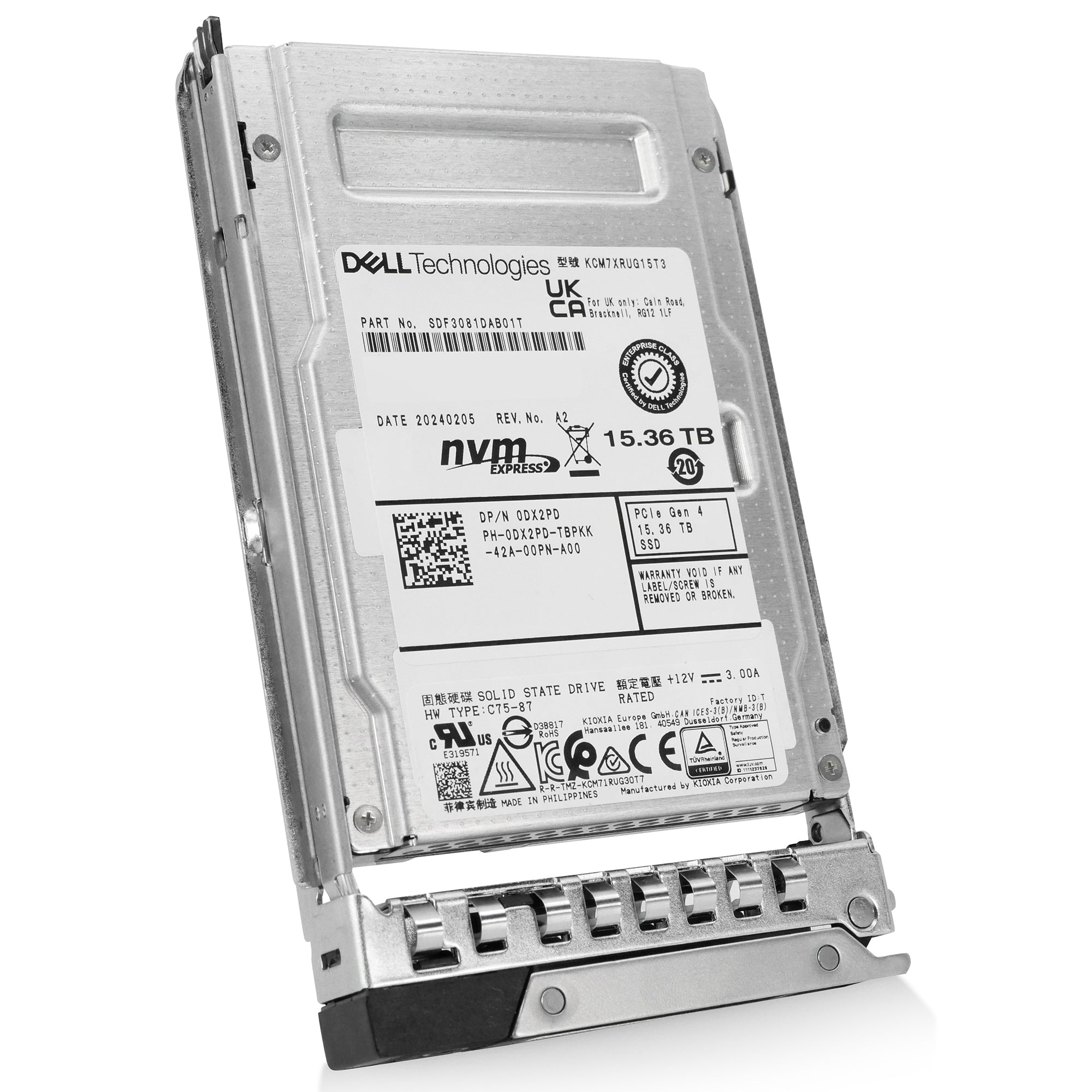 Dell G13 0DX2PD 15.36TB 1 DWPD PCIe Gen 4.0 x4 8GB/s Mixed Use U.2 NVMe 3D TLC 2.5in Solid State Drive