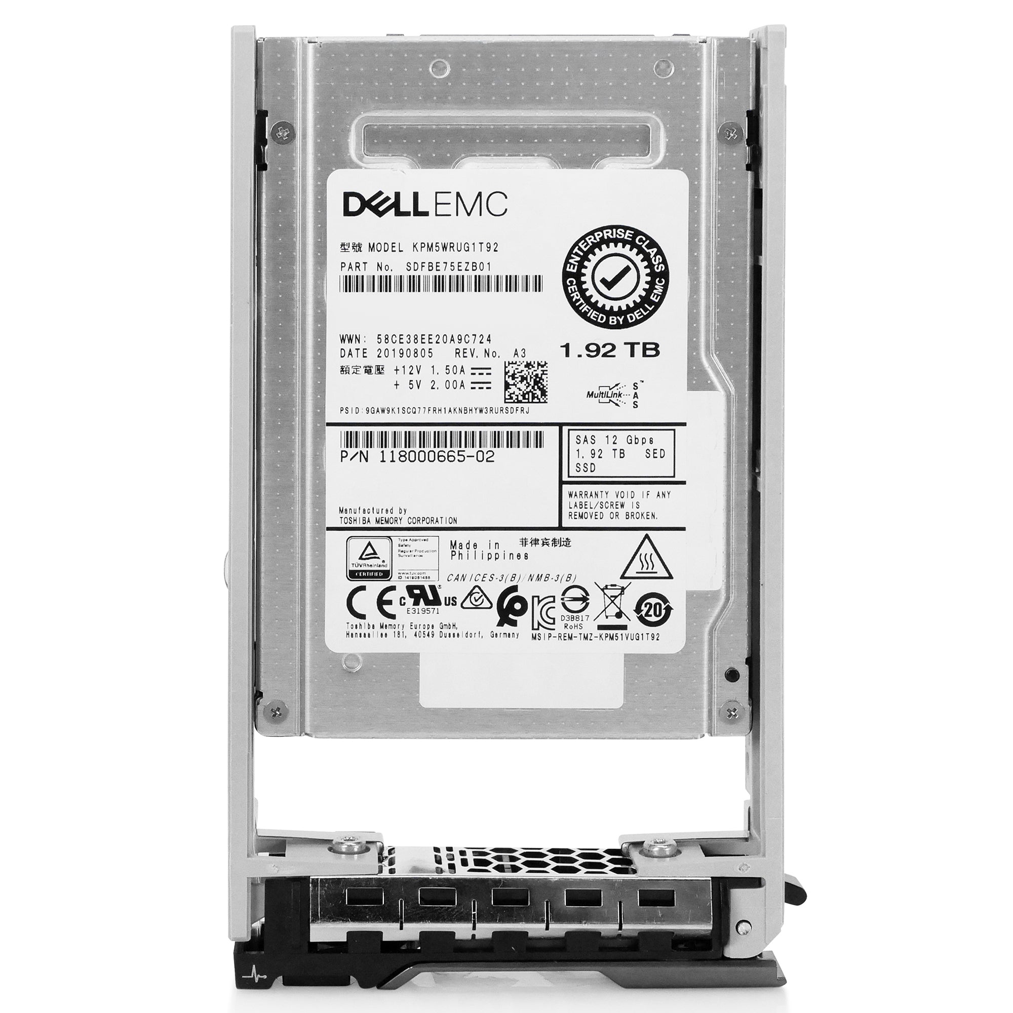 Dell G13 118000665-02 1.92TB 1 DWPD SAS 12Gb/s 3D TLC 2.5in Recertified Solid State Drive