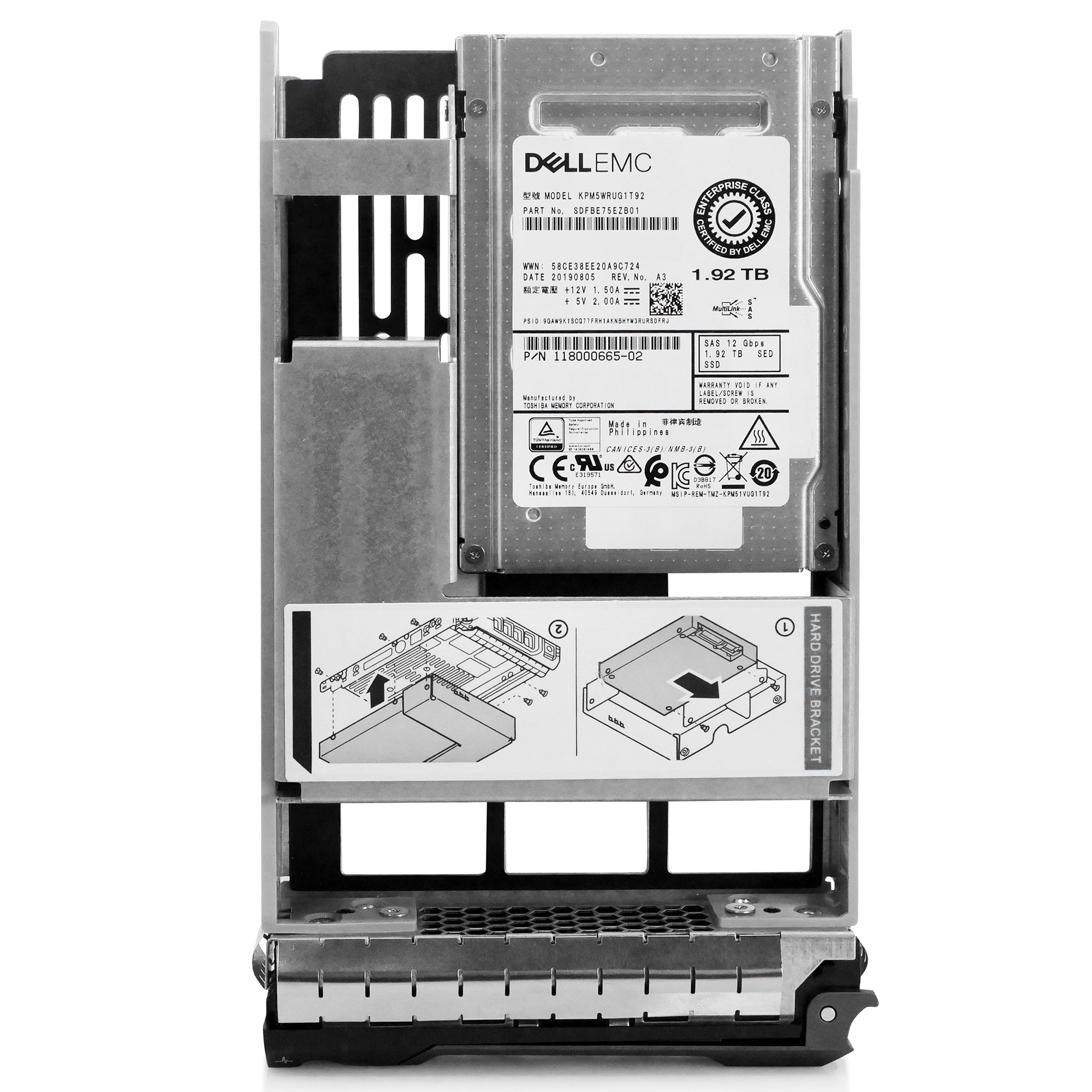 Dell G13 118000665-02 1.92TB 1 DWPD SAS 12Gb/s 3D TLC Hybrid 3.5in Recertified Solid State Drive