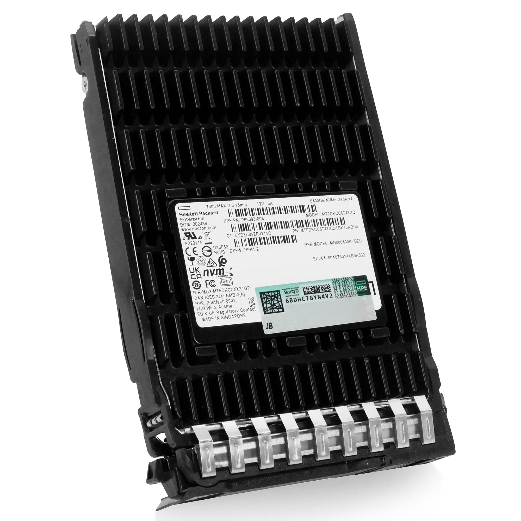 HP Generation 11 P66093-004 6.4TB 3 DWPD PCIe Gen 4.0 x4 8GB/s 3D TLC U.3 NVMe 2.5in Recertified Solid State Drive