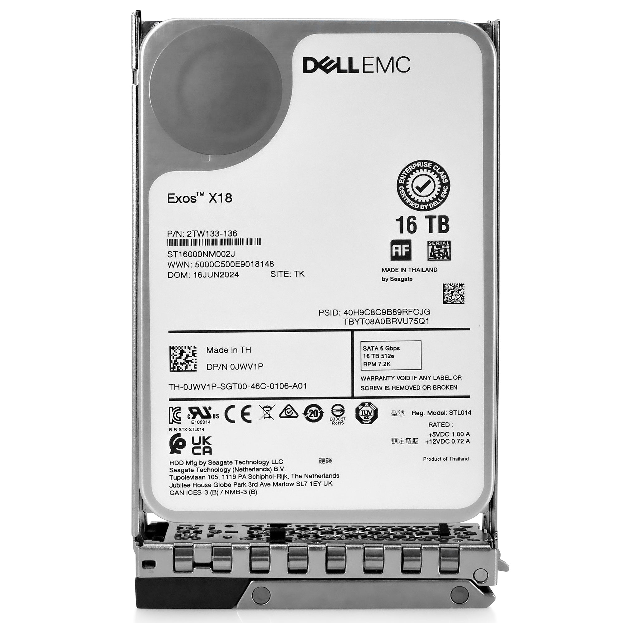 Dell G14 400-BRCY 16TB 7.2K RPM SATA 6Gb/s 512e 3.5in Hard Drive