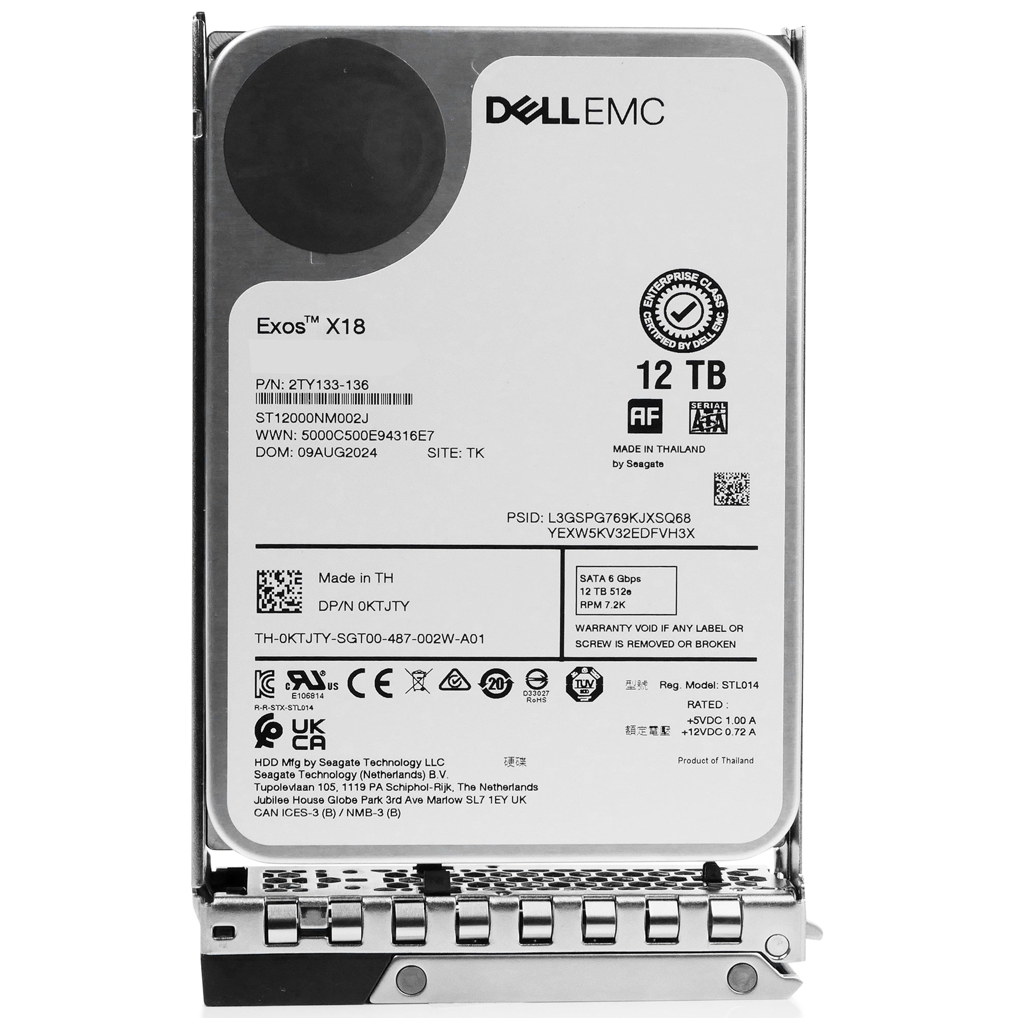Dell G14 KTJTY 12TB 7.2K RPM SATA 6Gb/s 512e 256MB 3.5in HDD