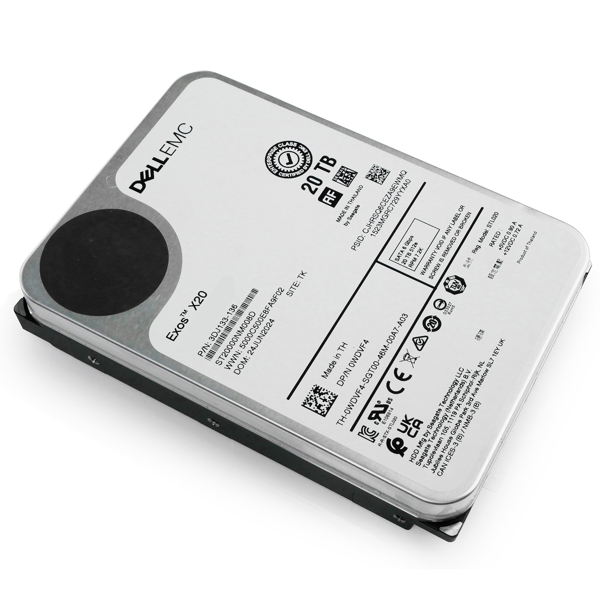 Dell/Seagate Exos X20 ST20000NM008D 20TB 7.2K RPM SATA 6Gb/s 512e 3.5in Hard Drive