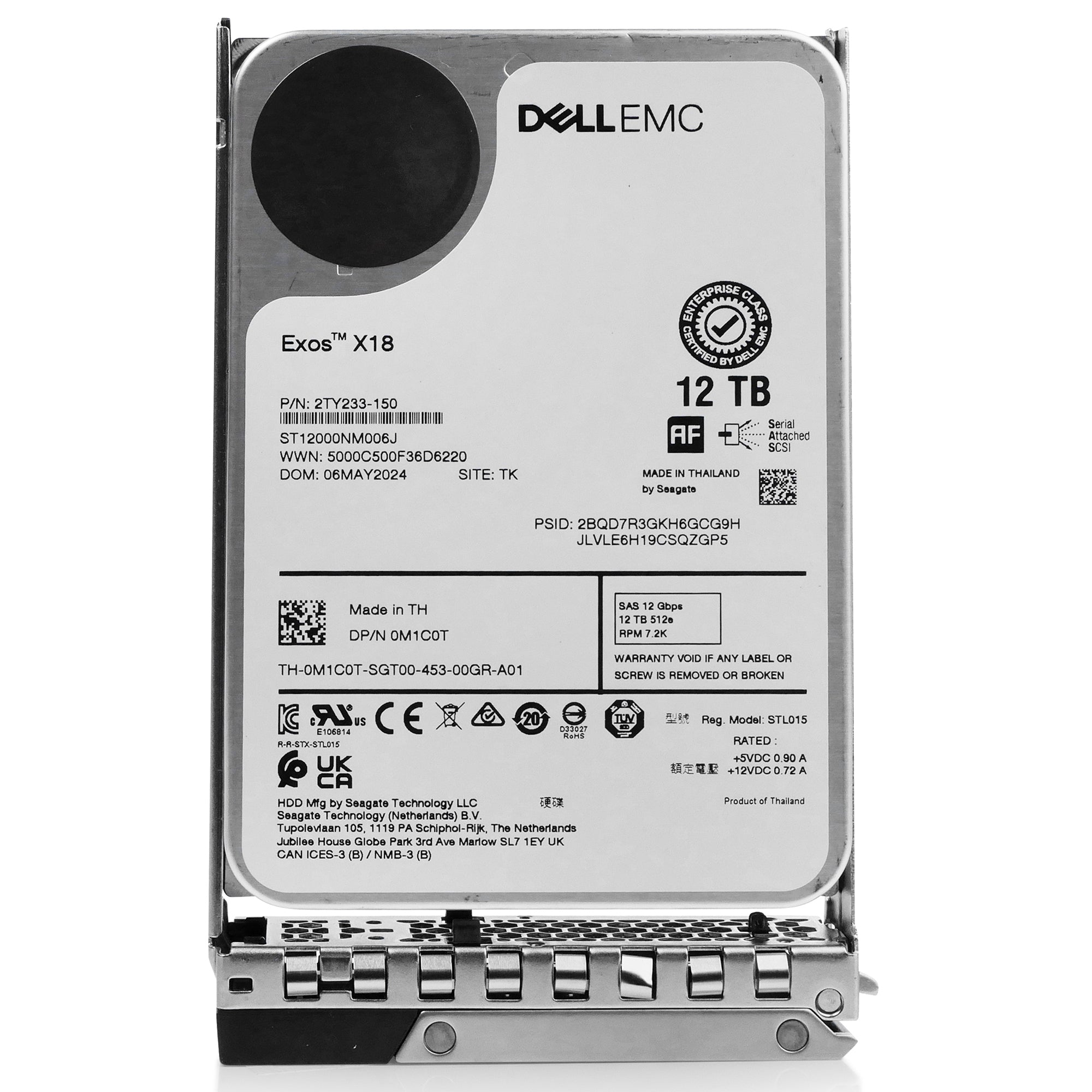 Dell G14 077CYV 12TB 7.2K RPM SAS 12Gb/s 512e 3.5in Hard Drive