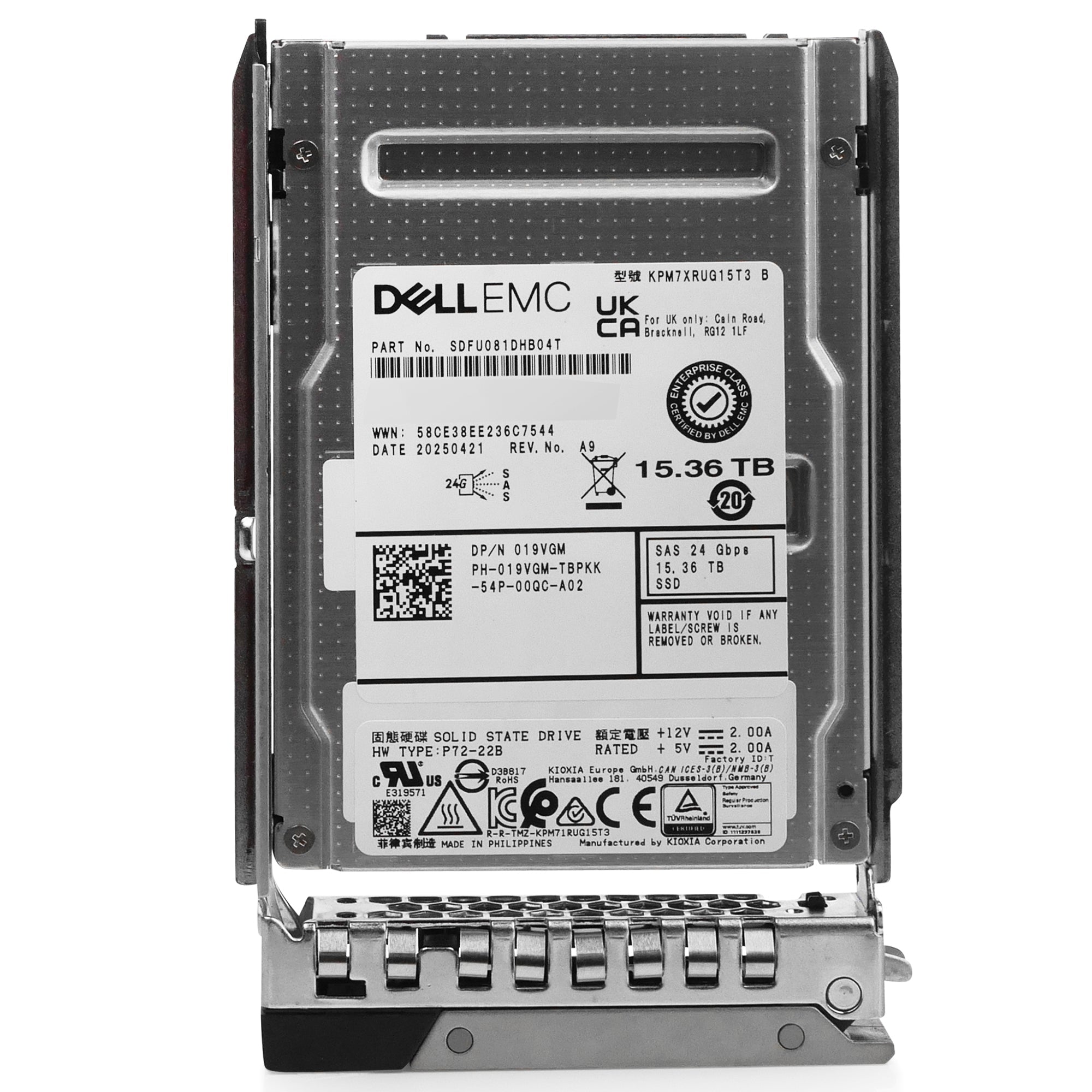 Dell 15.36TB 1 DWPD SAS-4 24Gb/s 3D TLC 2.5in Enterprise Read Intensive Solid State Drive G16 019VGM
