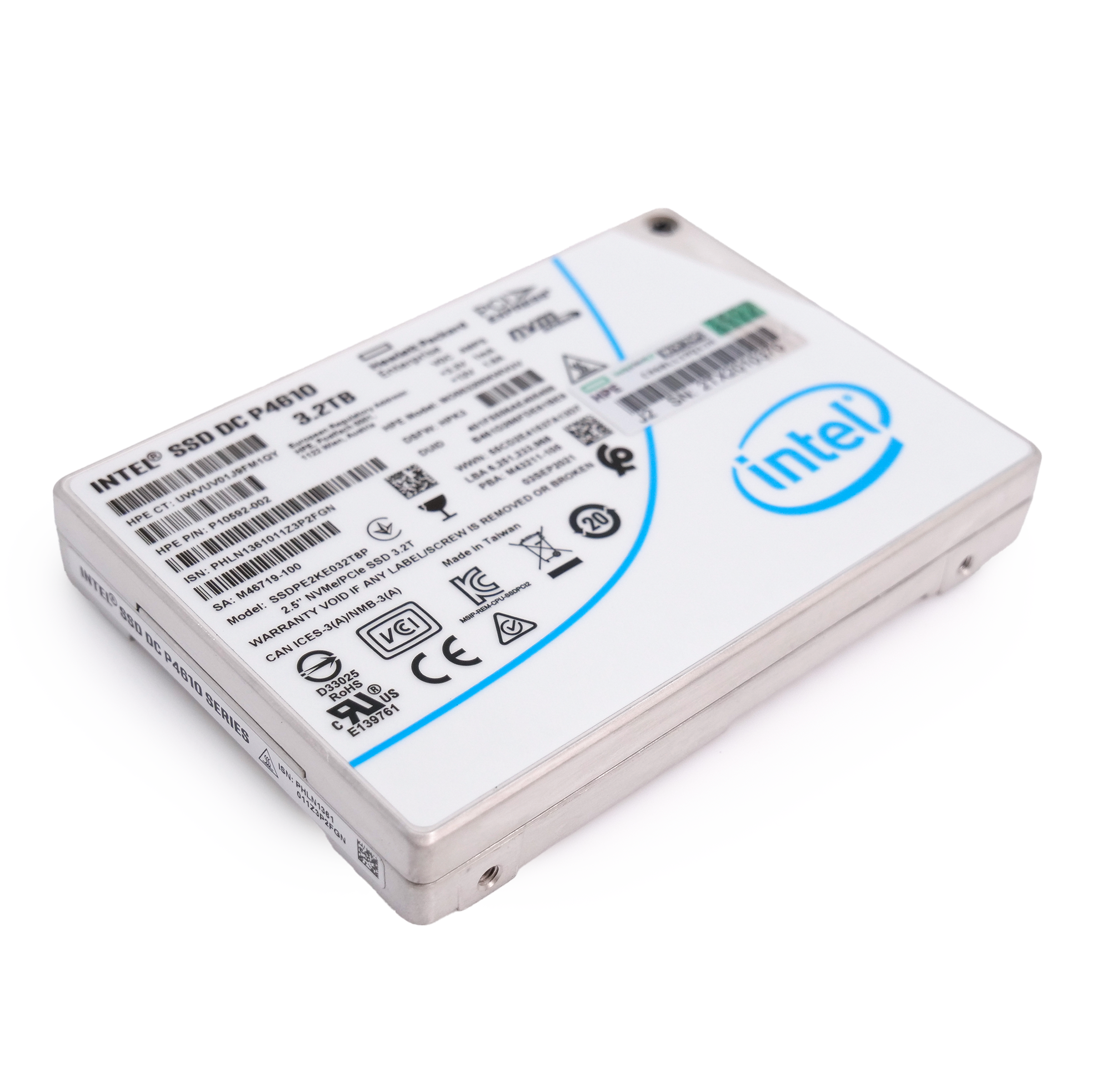 Intel SSDPE2KE032T8P 3.2TB 3 DWPD PCIe Gen 3.1x4 NVMe 4GB/s Mixed Use 3D TLC 2.5in Enterprise Solid State Drive