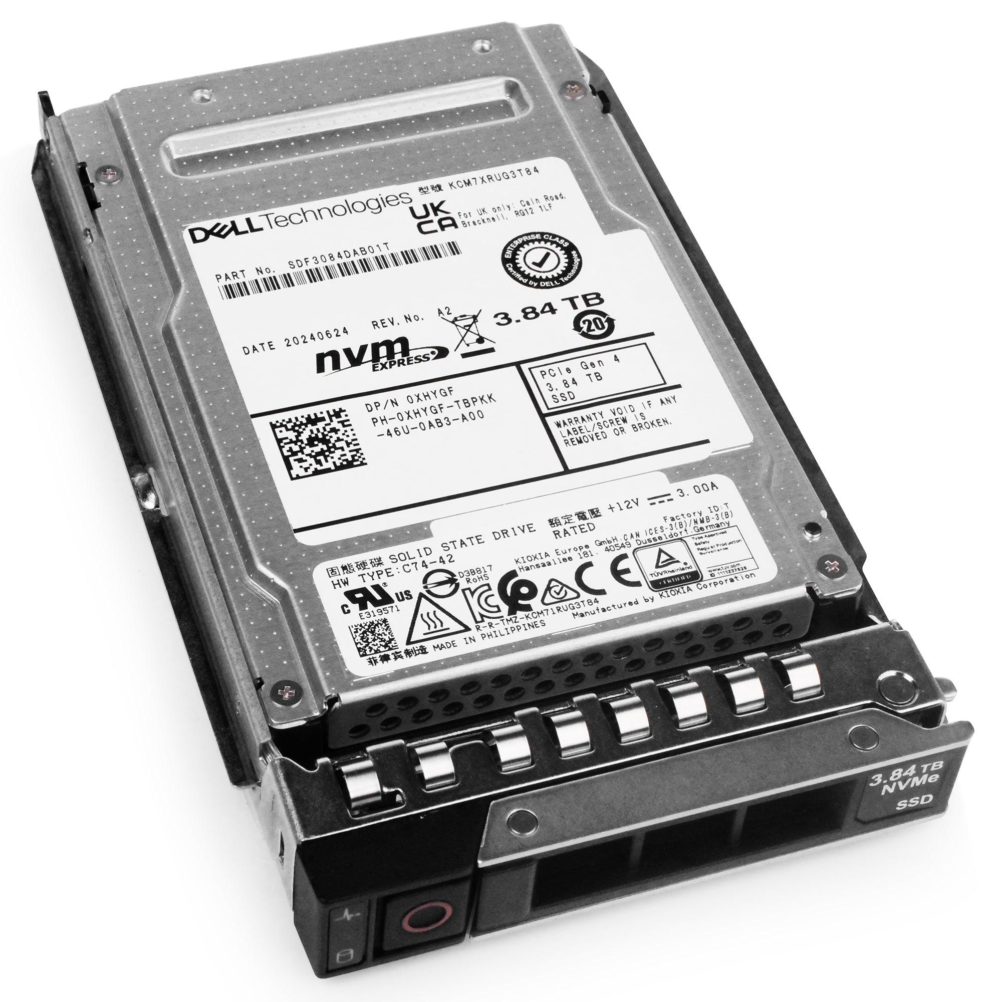 Dell G14 400-BFEK 3.84TB 1 DWPD PCIe Gen 4.0 x4 8GB/s Read-Intensive 3D TLC U.2 NVMe 2.5in Solid State Drive