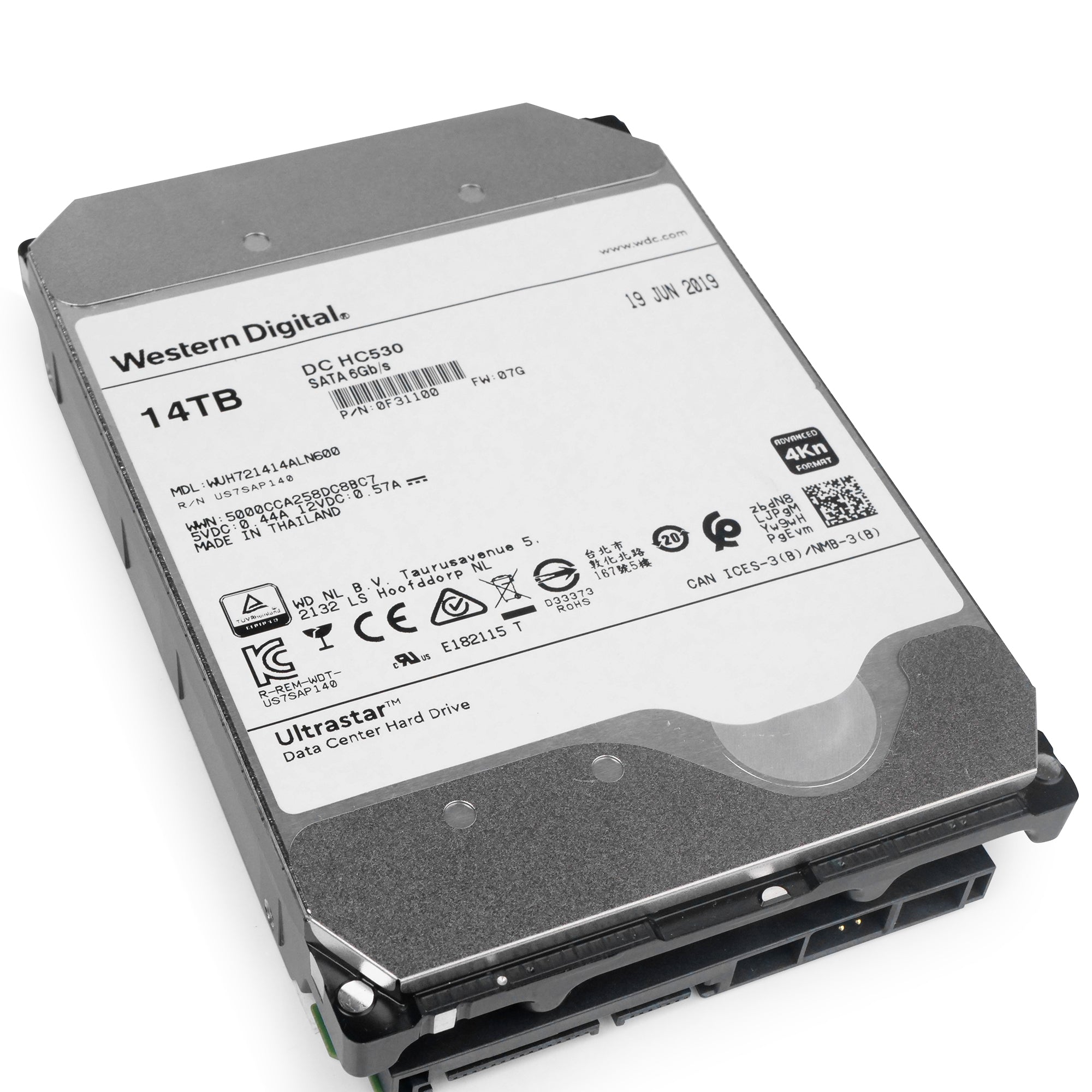 Western Digital Ultrastar DC HC530 WUH721414ALN600 0F31100 14TB 7.2K RPM SATA 6Gb/s 4Kn 3.5in Refurbished HDD