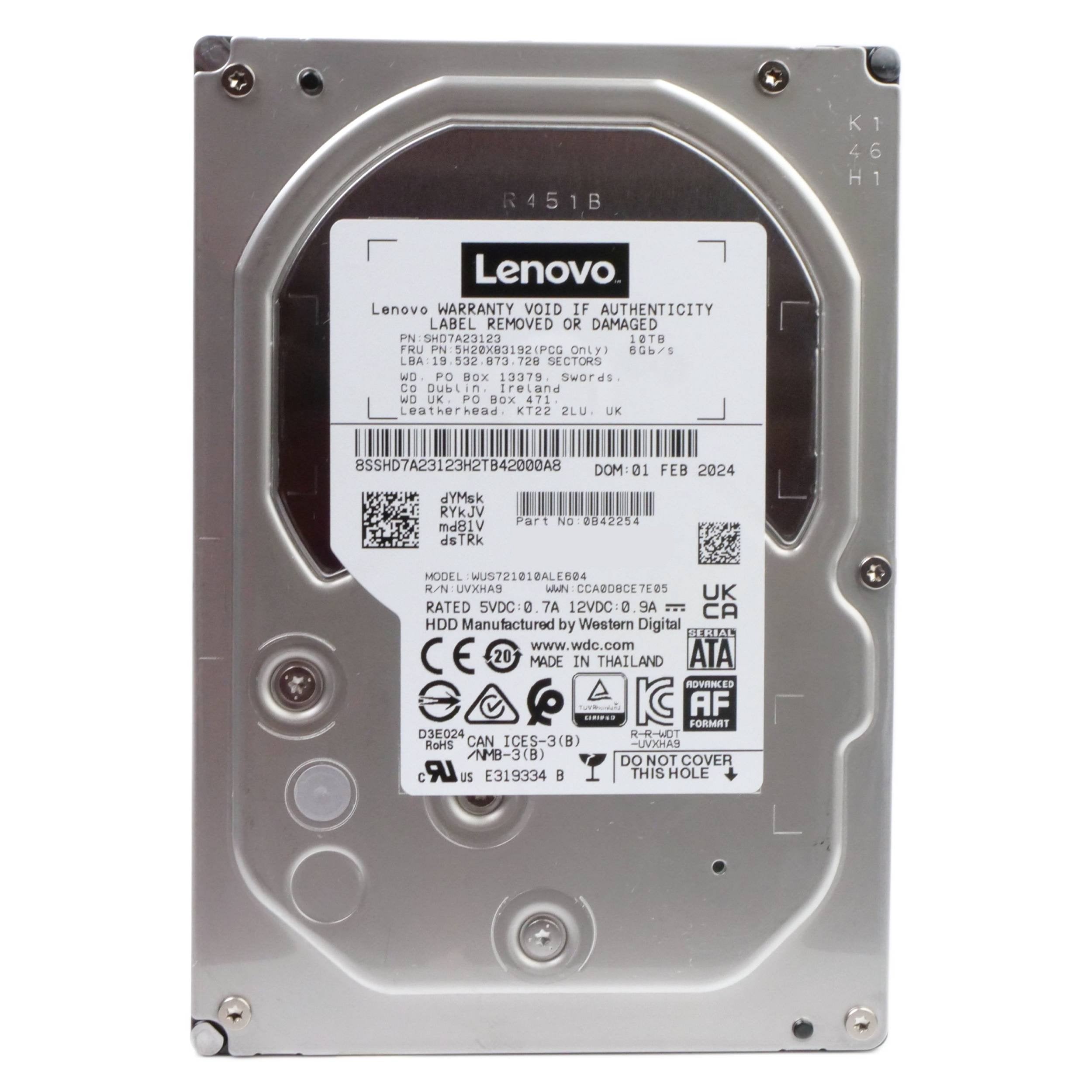 Lenovo/Western Digital Ultrastar DC HC300 WUS721010ALE604 0B42254 10TB 7.2K RPM SATA 6Gb/s 512e 3.5in Hard Drive
