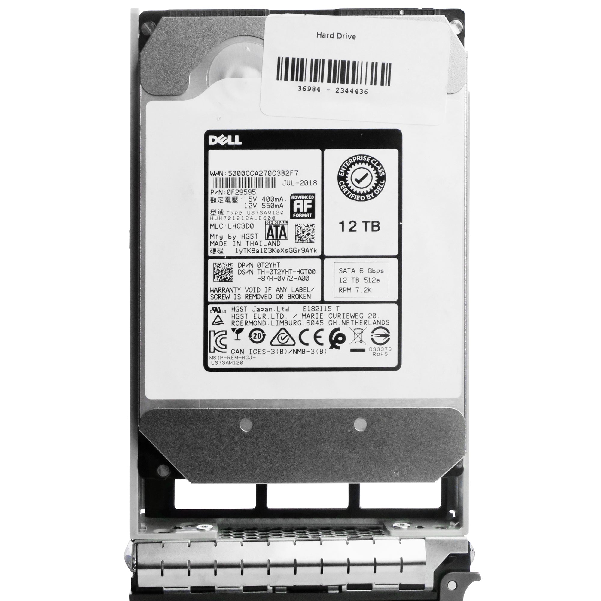 Dell G13 400-AUTM 12TB 7.2K RPM SATA 6Gb/s 512e 3.5in Refurbished HDD