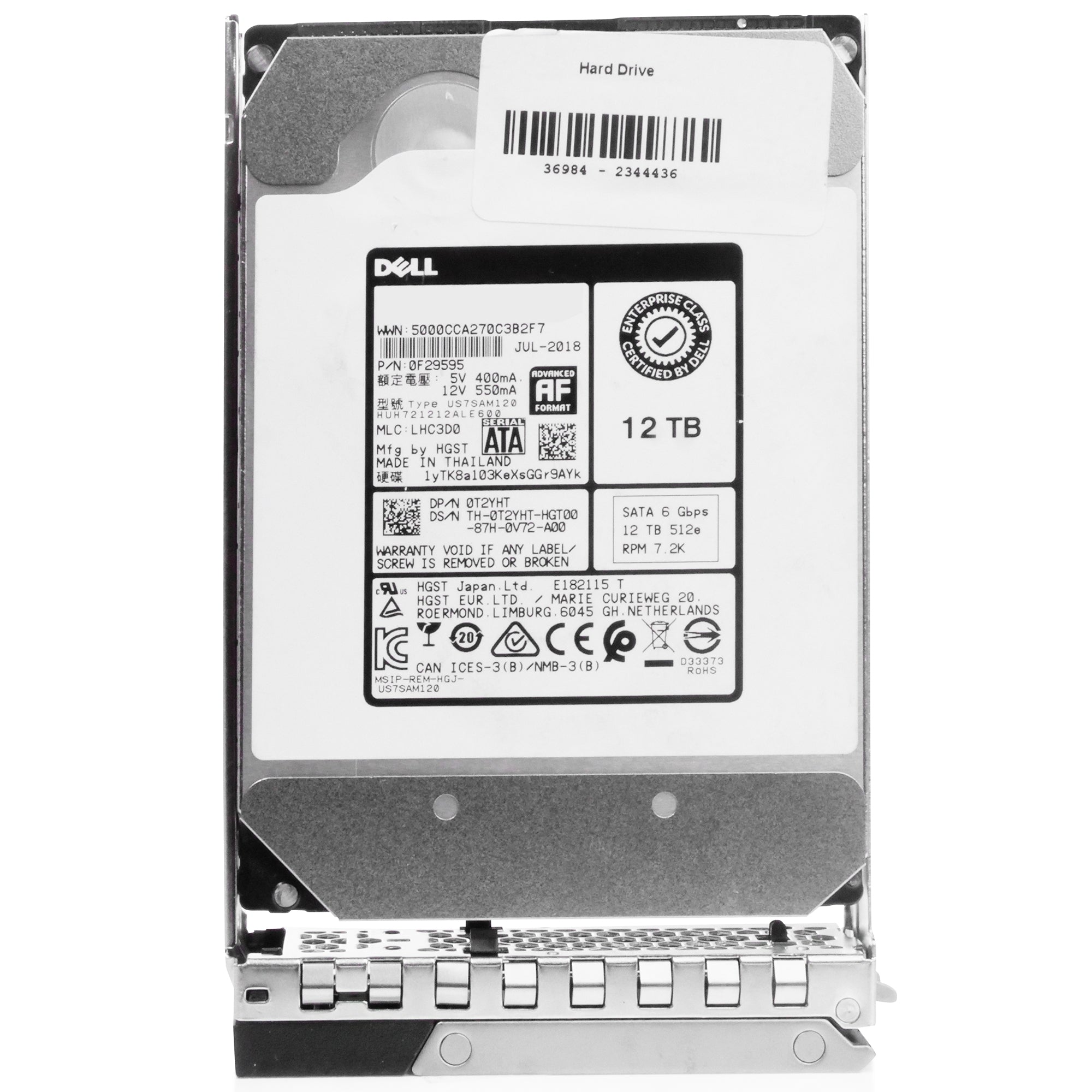Dell G14 400-AWMX 12TB 7.2K RPM SATA 6Gb/s 512e 3.5in Refurbished HDD