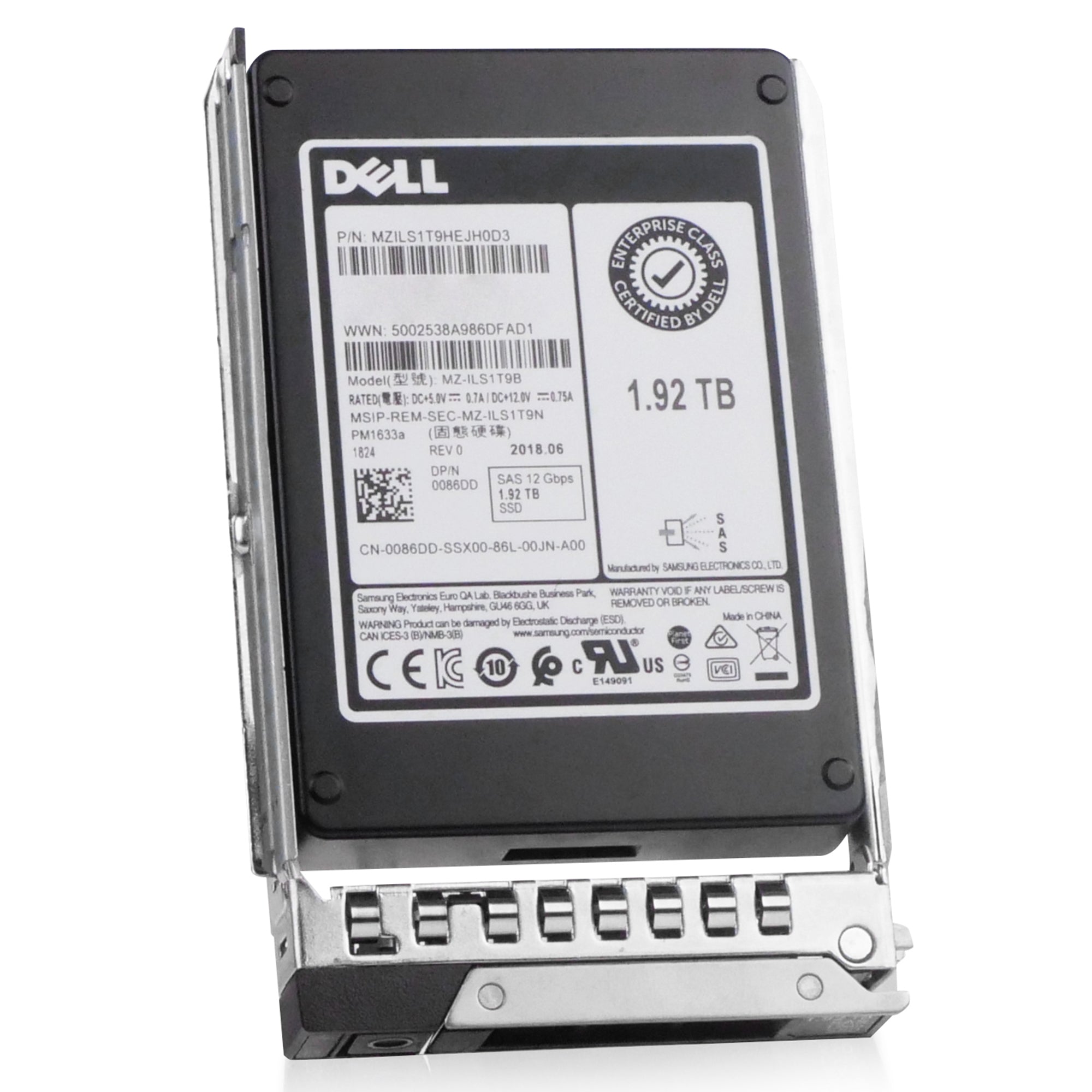 Dell G14 345-BBXH 1.92TB 1 DWPD SAS 12Gb/s 3D TLC V-NAND 2.5in Refurbished SSD