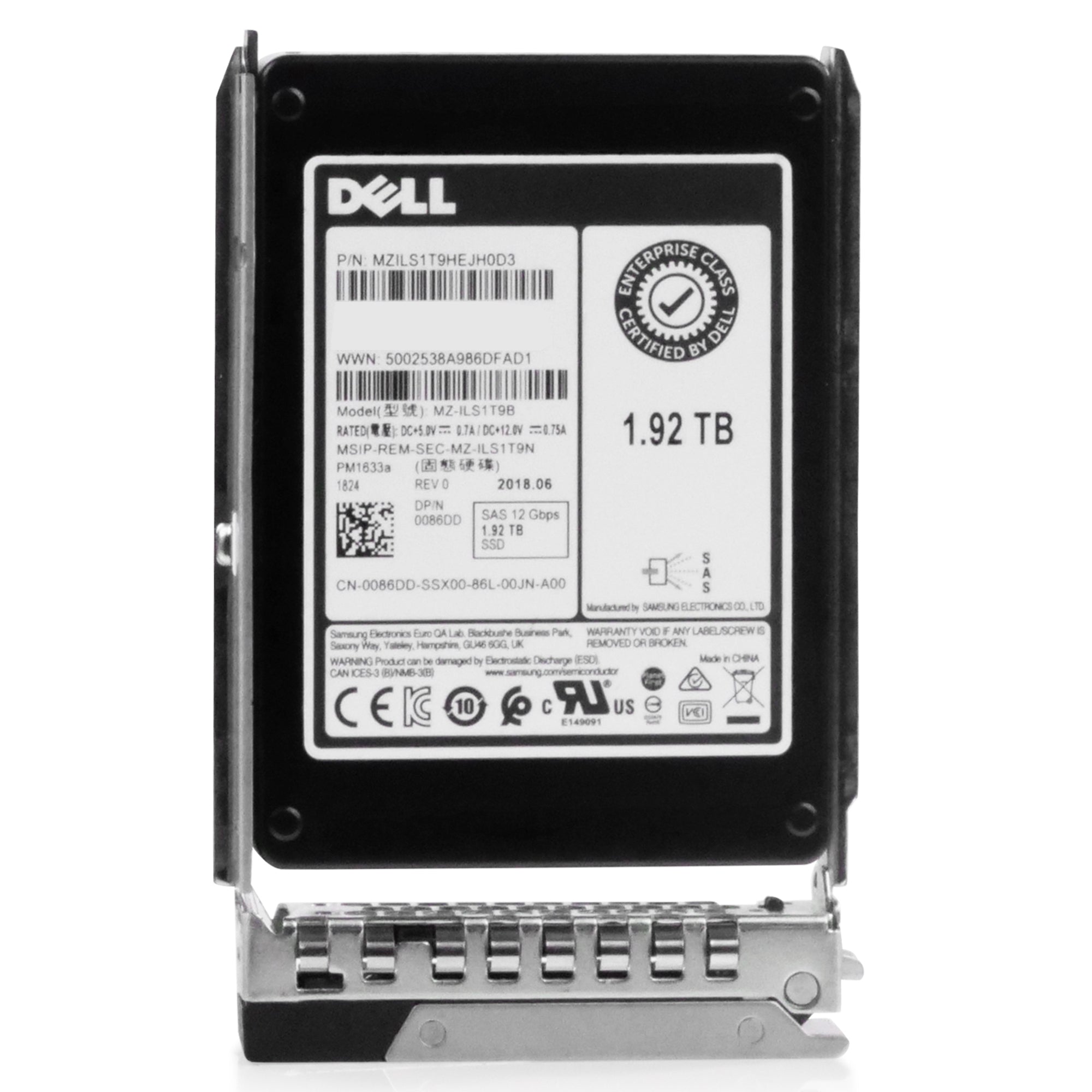 Dell G14 6K9P2 1.92TB 1 DWPD SAS 12Gb/s 3D TLC V-NAND 2.5in Refurbished SSD