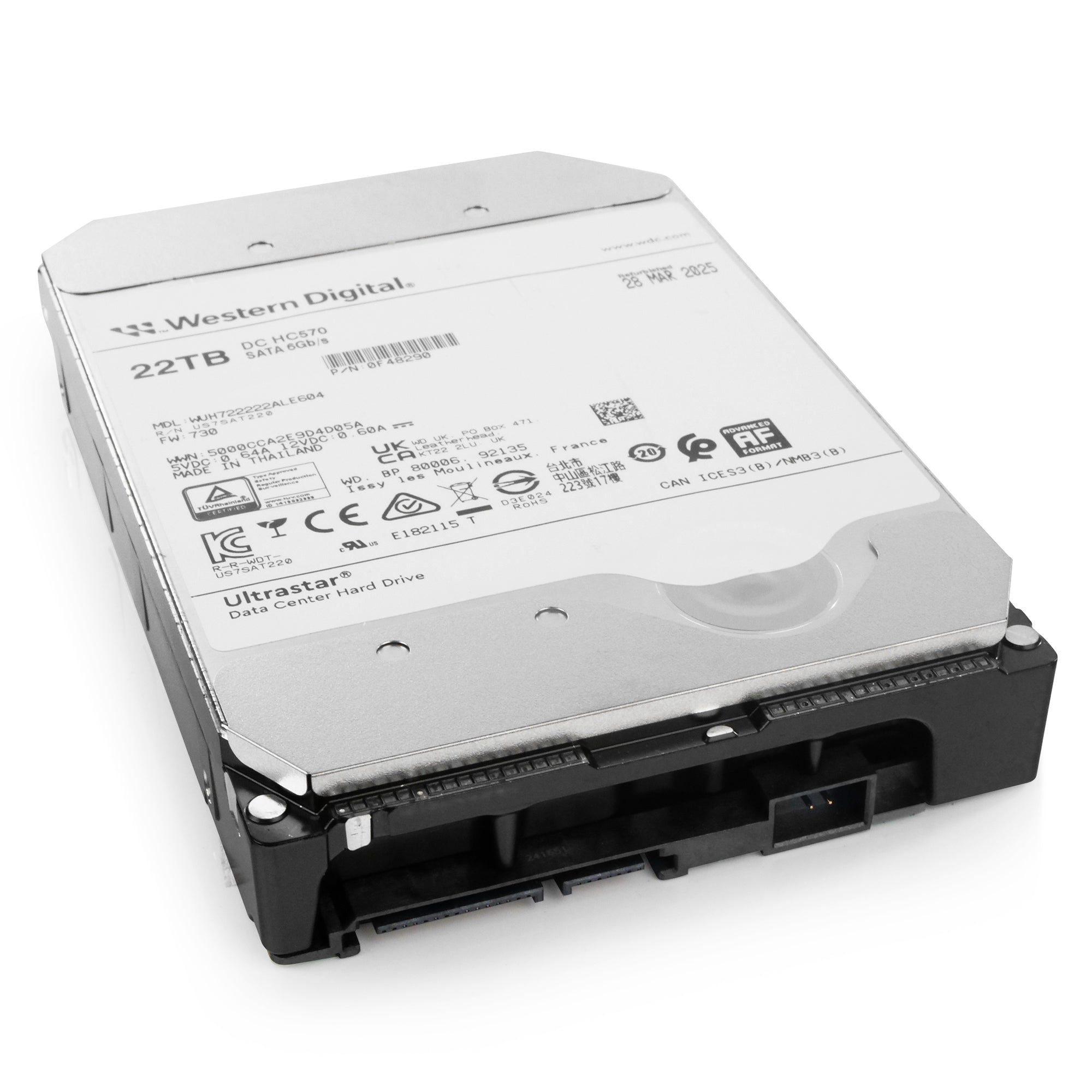 Western Digital Ultrastar DC HC570 WUH722222ALE604 0F48290 22TB 7.2K RPM SATA 6Gb/s 512e 3.5in Recertified Hard Drive