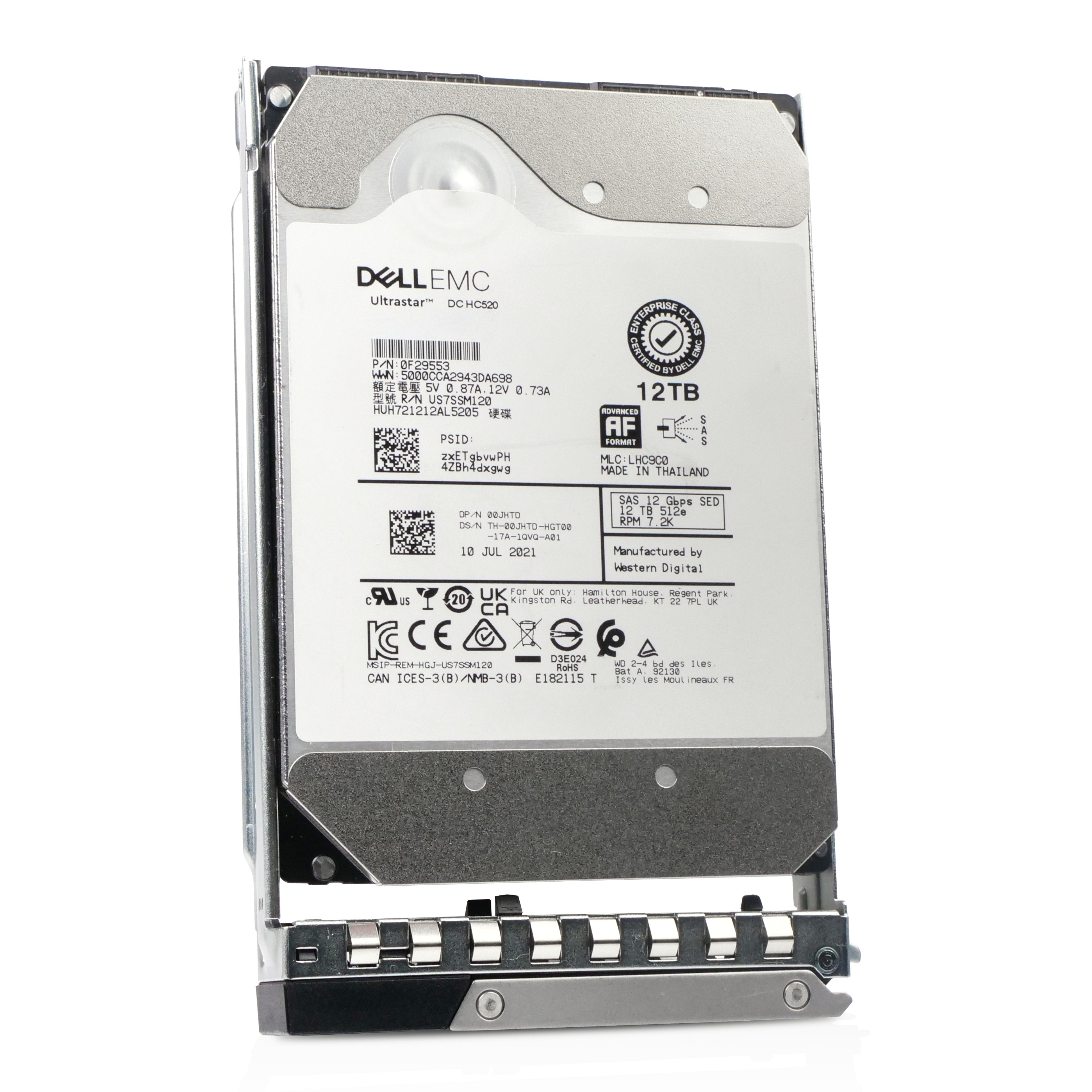 Dell G14 400-AXNV 12TB 7.2K RPM SAS 12Gb/s 512e 256MB 3.5in Refurbished HDD