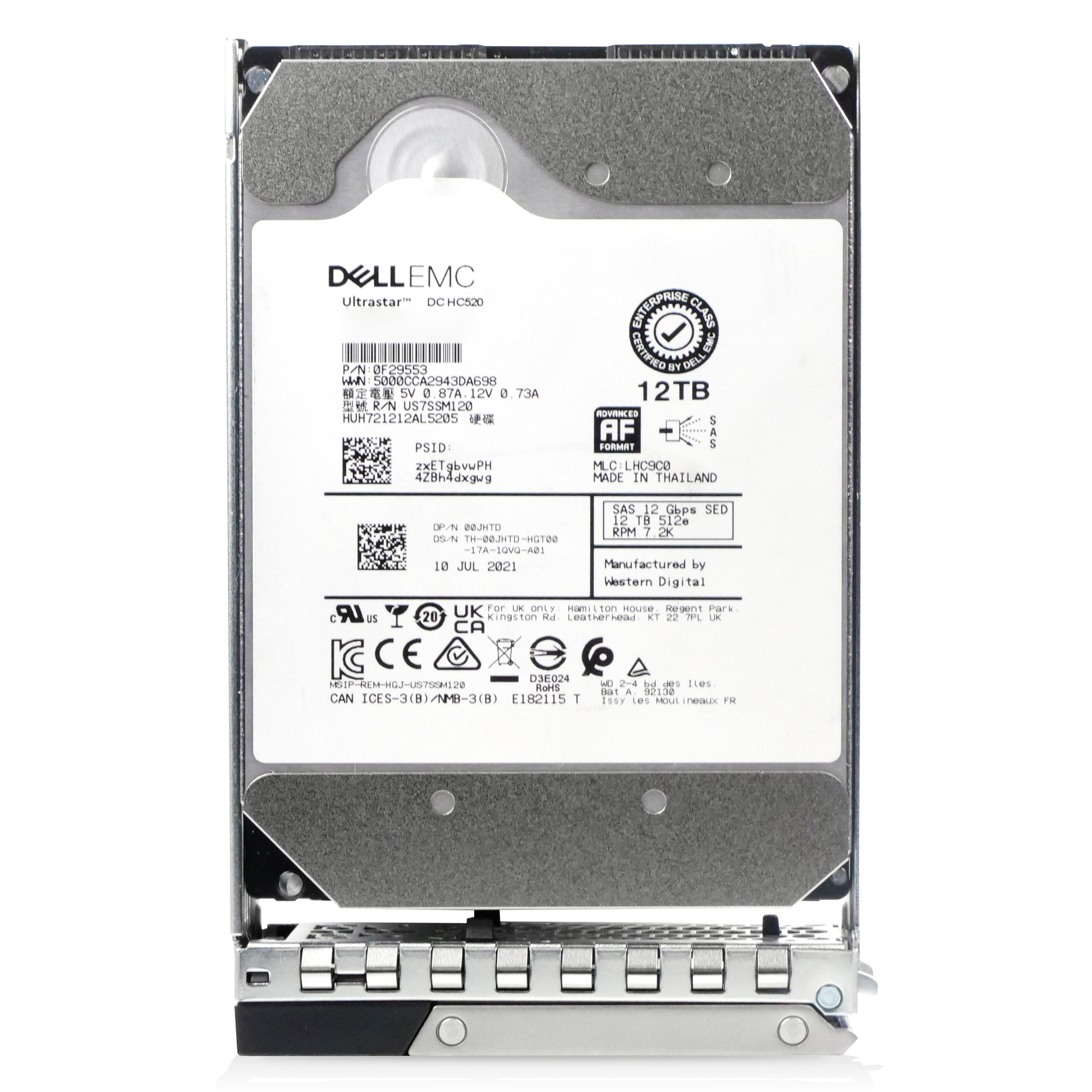Dell G14 400-AXLM 12TB 7.2K RPM SAS 12Gb/s 512e 256MB 3.5in Refurbished HDD