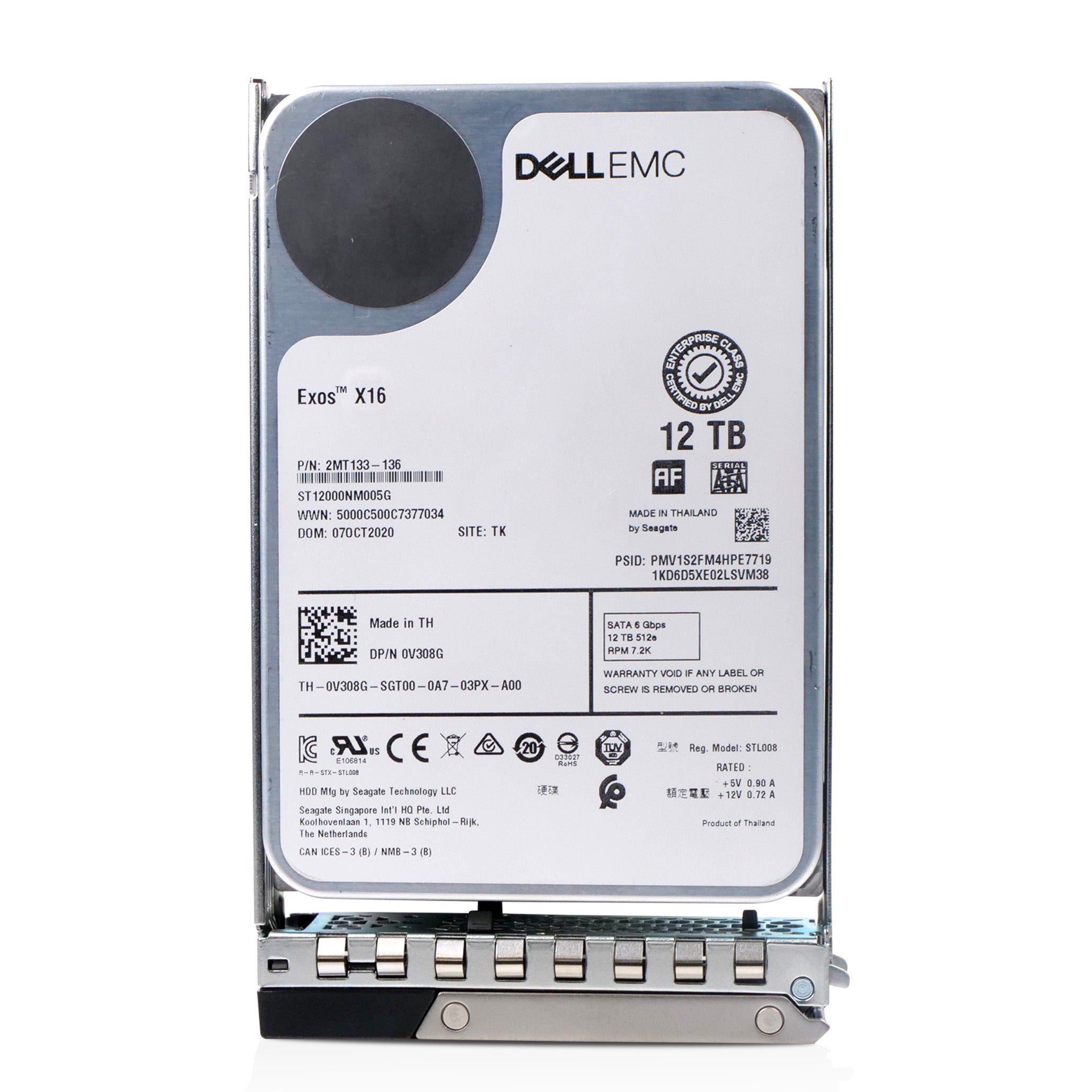 Dell G14 0V308G 12TB 7.2K RPM SATA 6Gb/s 512e 3.5in Refurbished HDD