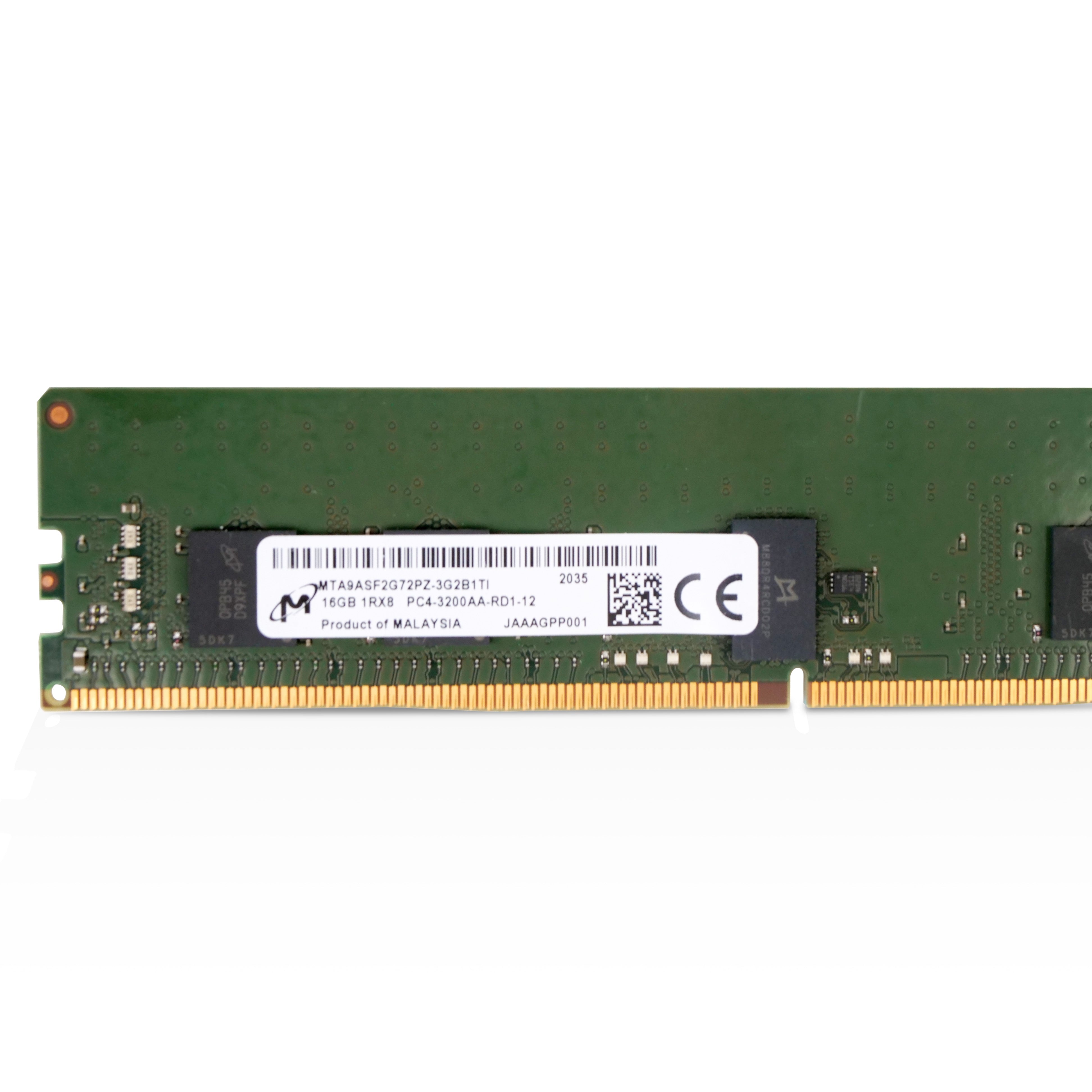 Micron MTA9ASF2G72PZ-3G2 16GB DDR4 3200MHz RDIMM ECC Server RAM (PC4-3200AA) Seller Refurbished