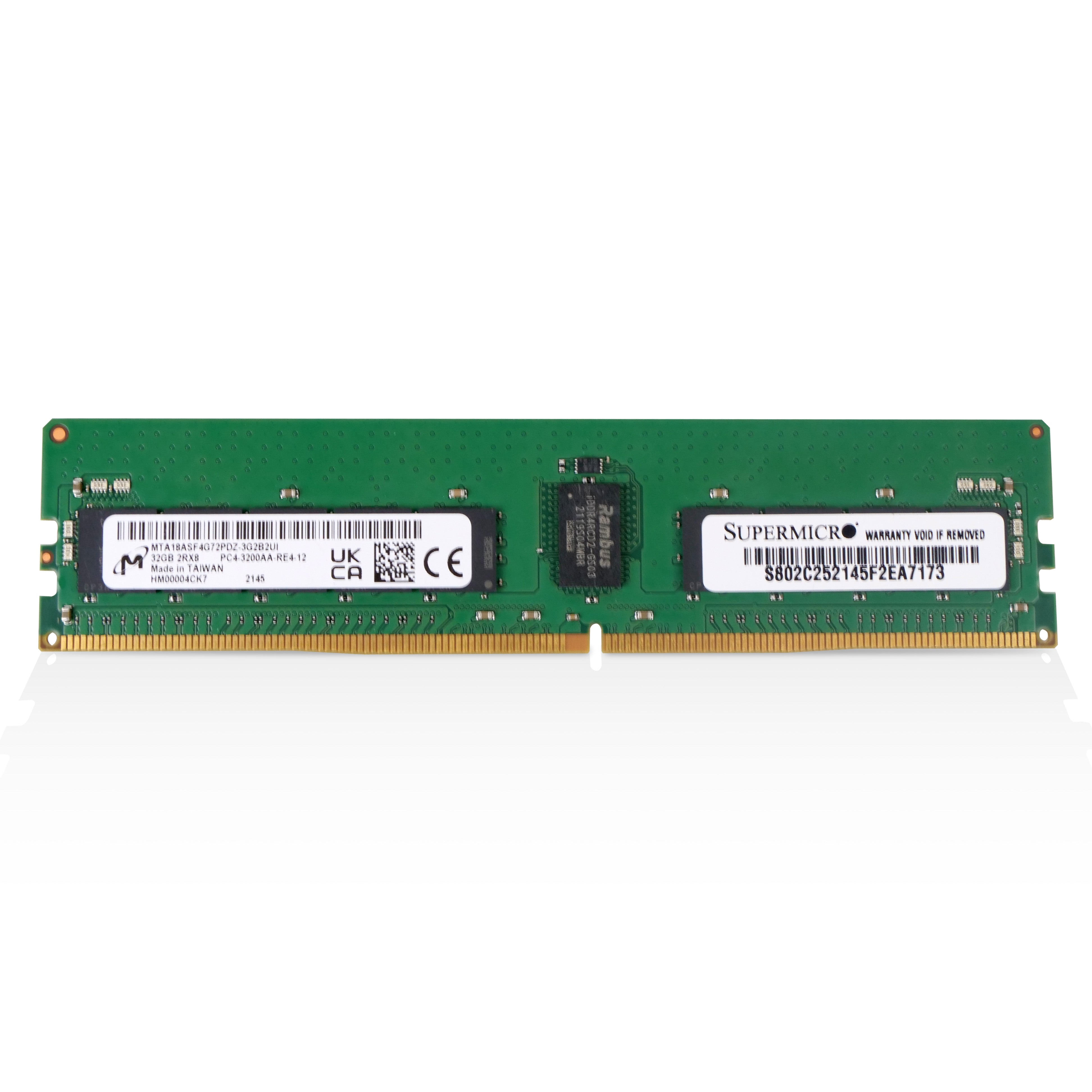 Micron/SUPERMICRO MTA18ASF4G72PDZ-3G2 32GB DDR4 3200MHz RDIMM ECC Server RAM (PC4-3200AA) Seller Refurbished