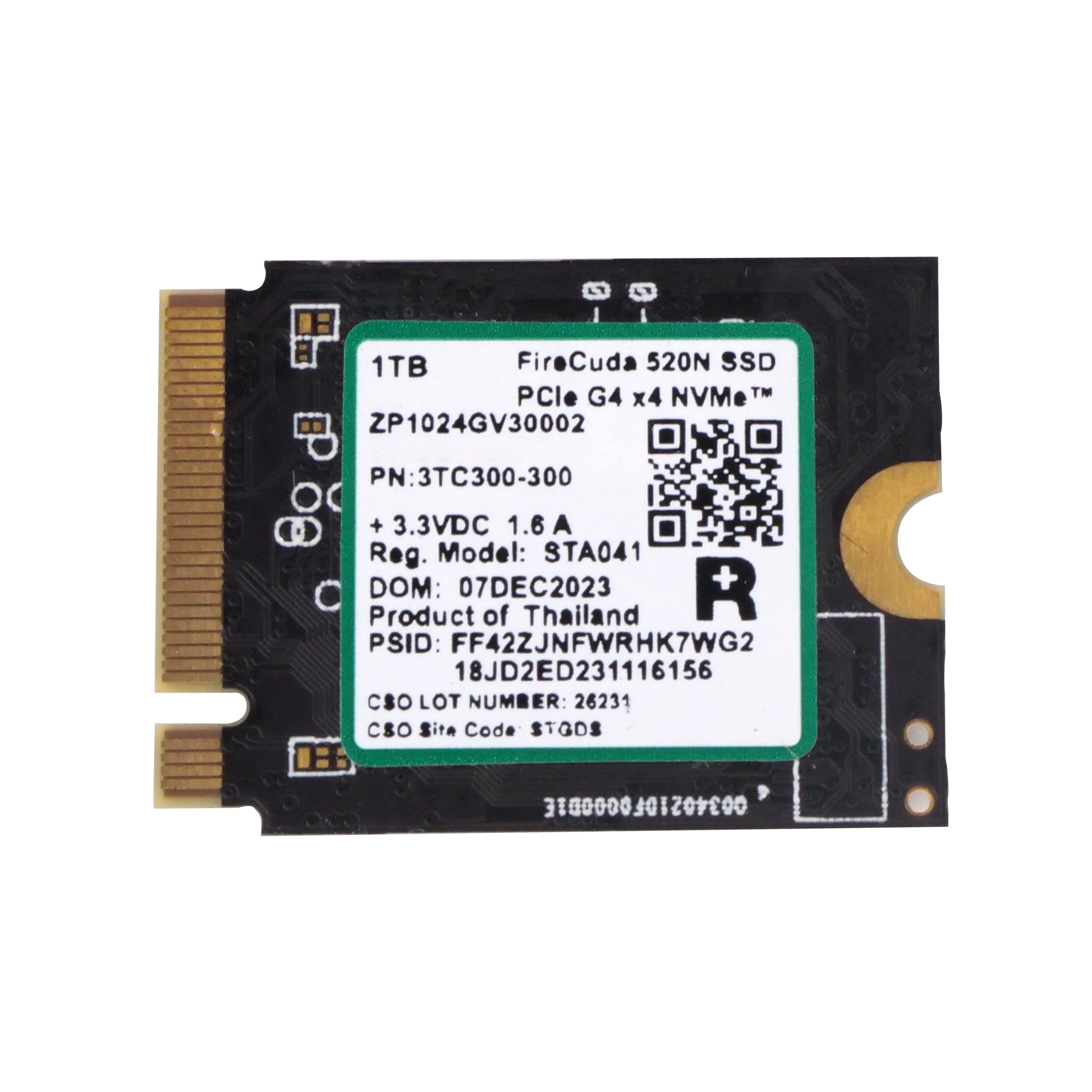 Seagate FireCuda 520N ZP1024GV30002 1TB PCIe Gen 4 ×4 NVMe 1.4 8GB/s M.2 2230 Recertified SSD