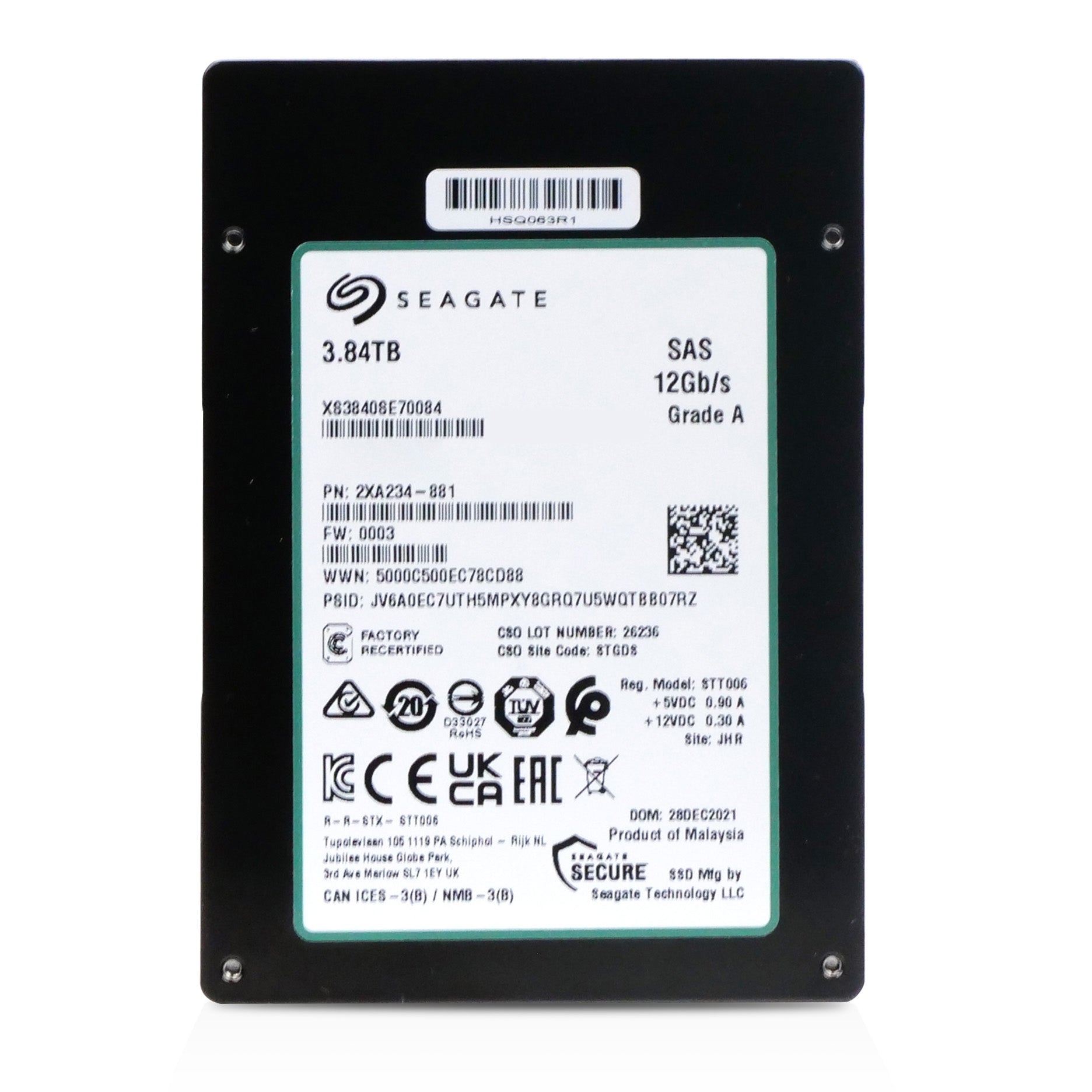 Seagate Nytro 3332 XS3840SE70084 3.84TB 1 DWPD SAS 12Gb/s 3D TLC 2.5in Recertified Solid State Drive