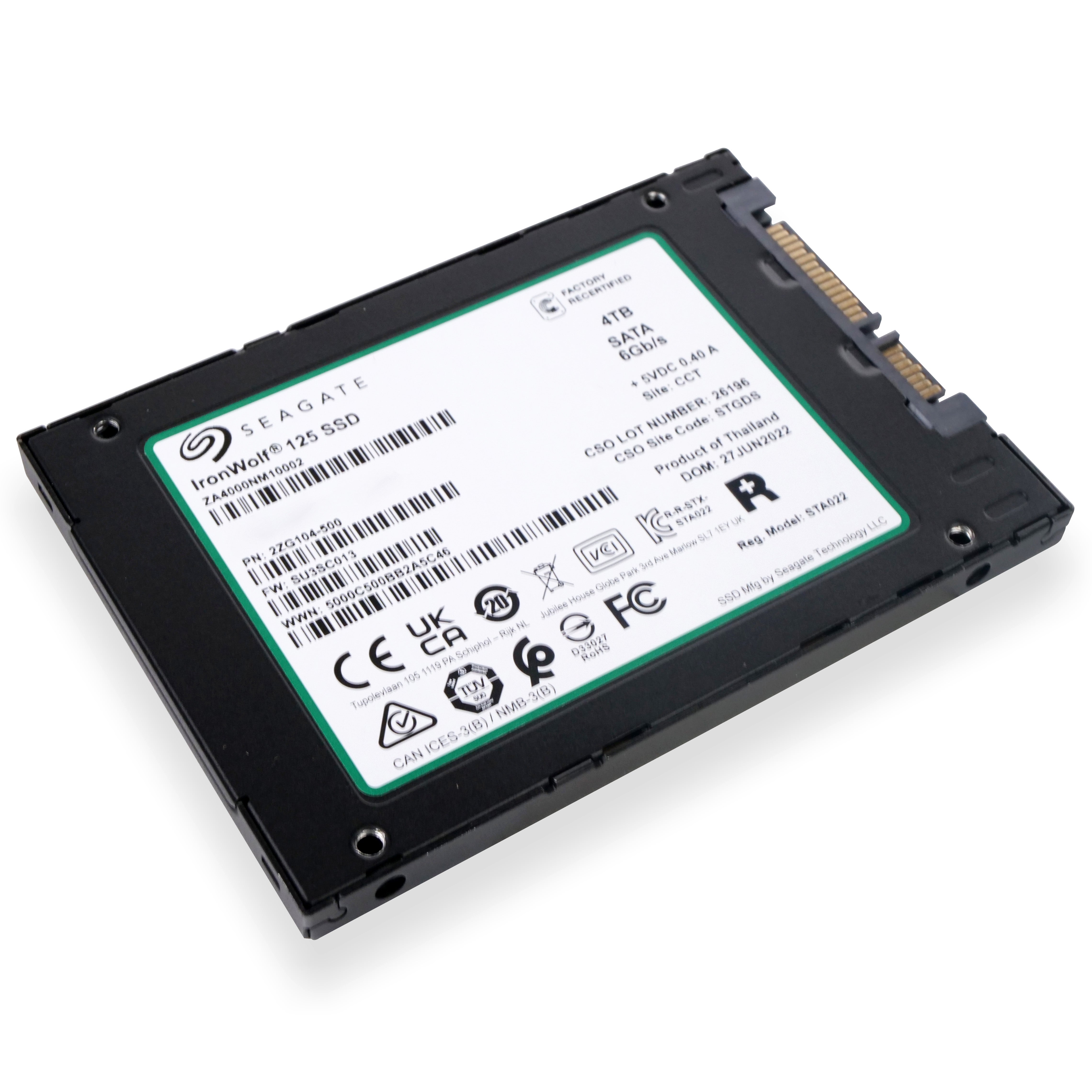 Seagate IronWolf 125 ZA4000NM10002 4TB SATA 6Gb/s 3D TLC 2.5in Recertified SSD