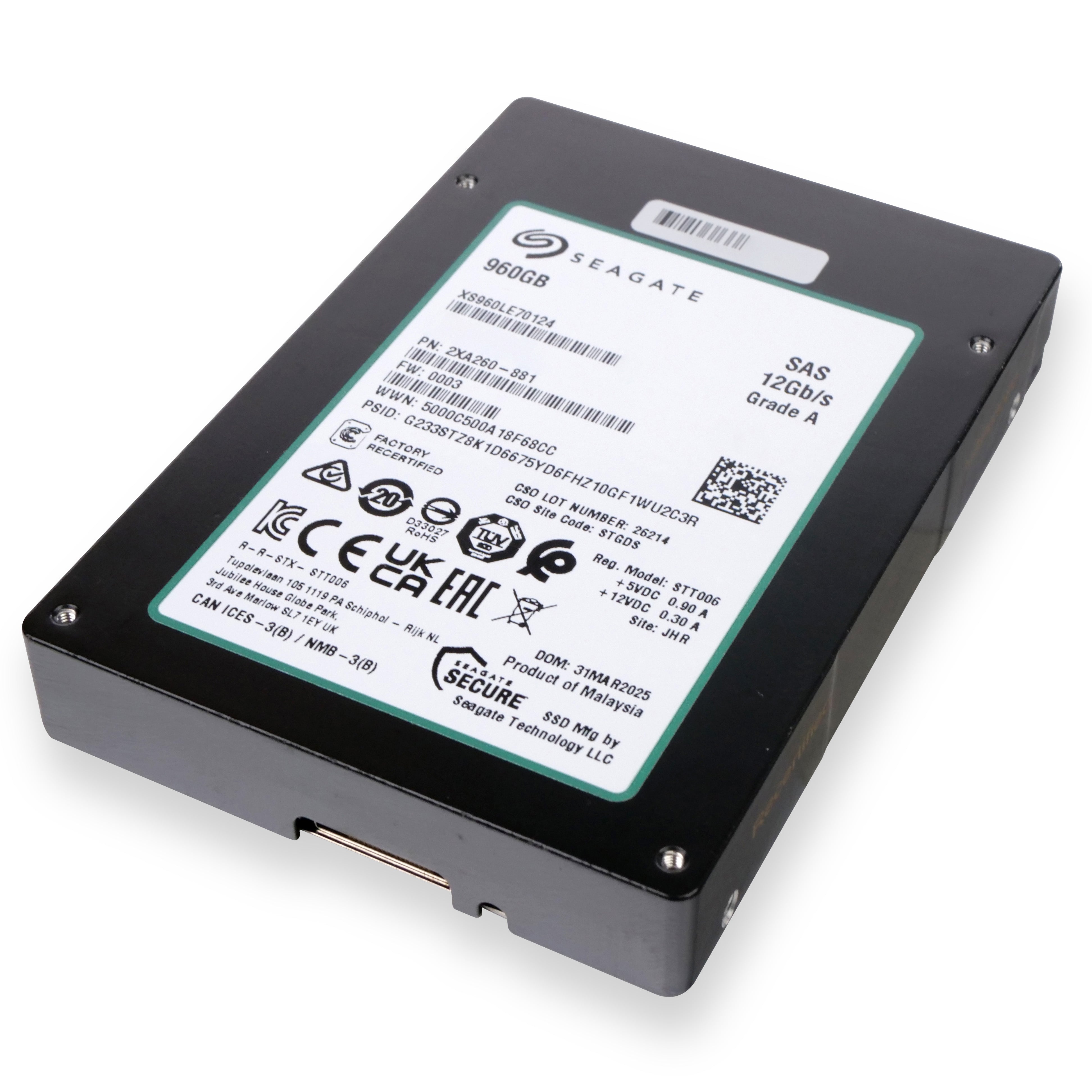Seagate Nytro 2532 XS960LE70124 960GB 3 DWPD SAS 12Gb/s 3D eTLC 2.5in Recertified SSD