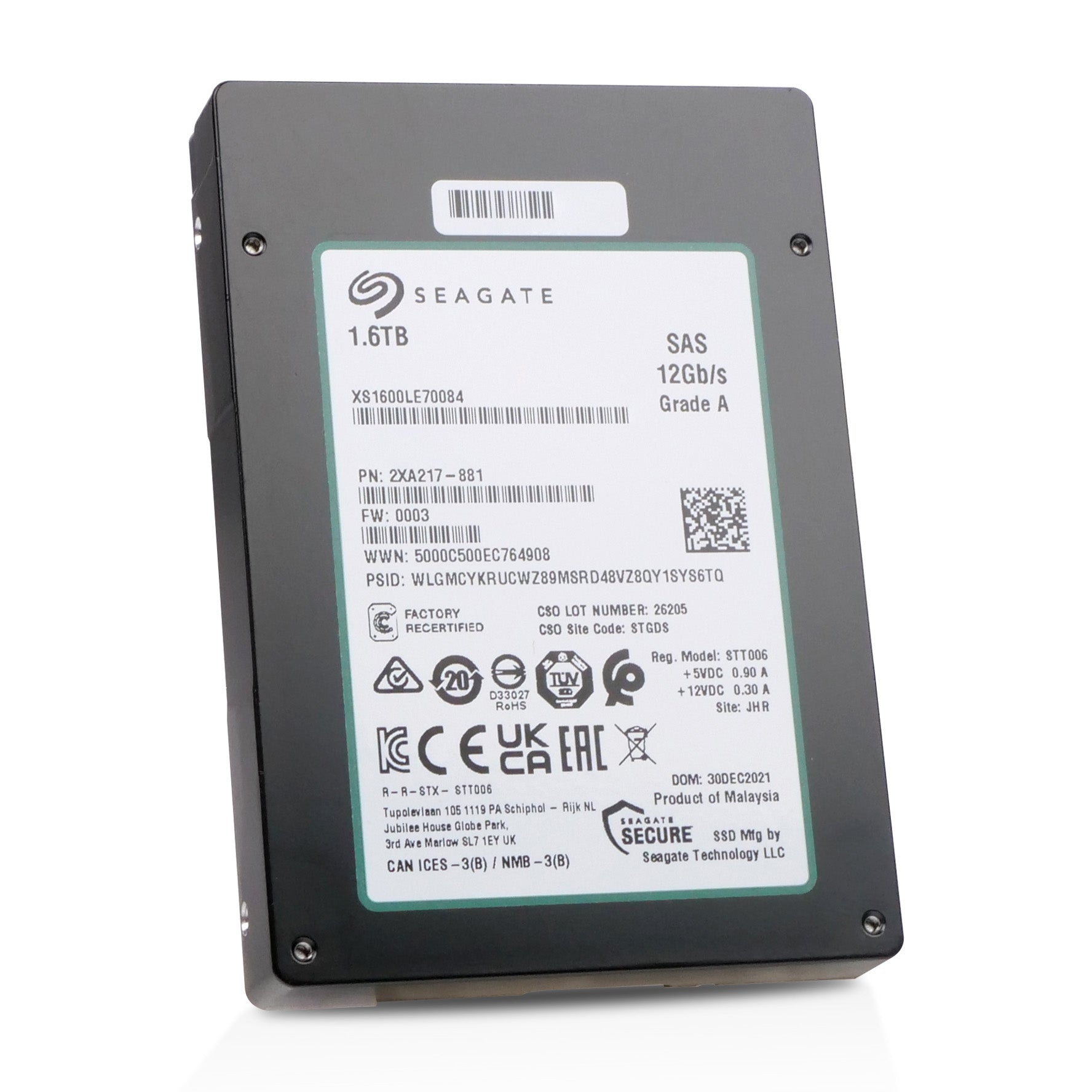 Seagate Nytro 3532 XS1600LE70084 1.6 TB 3 DWPD SAS 12Gb/s 3D eTLC 2.5in Recertified SSD