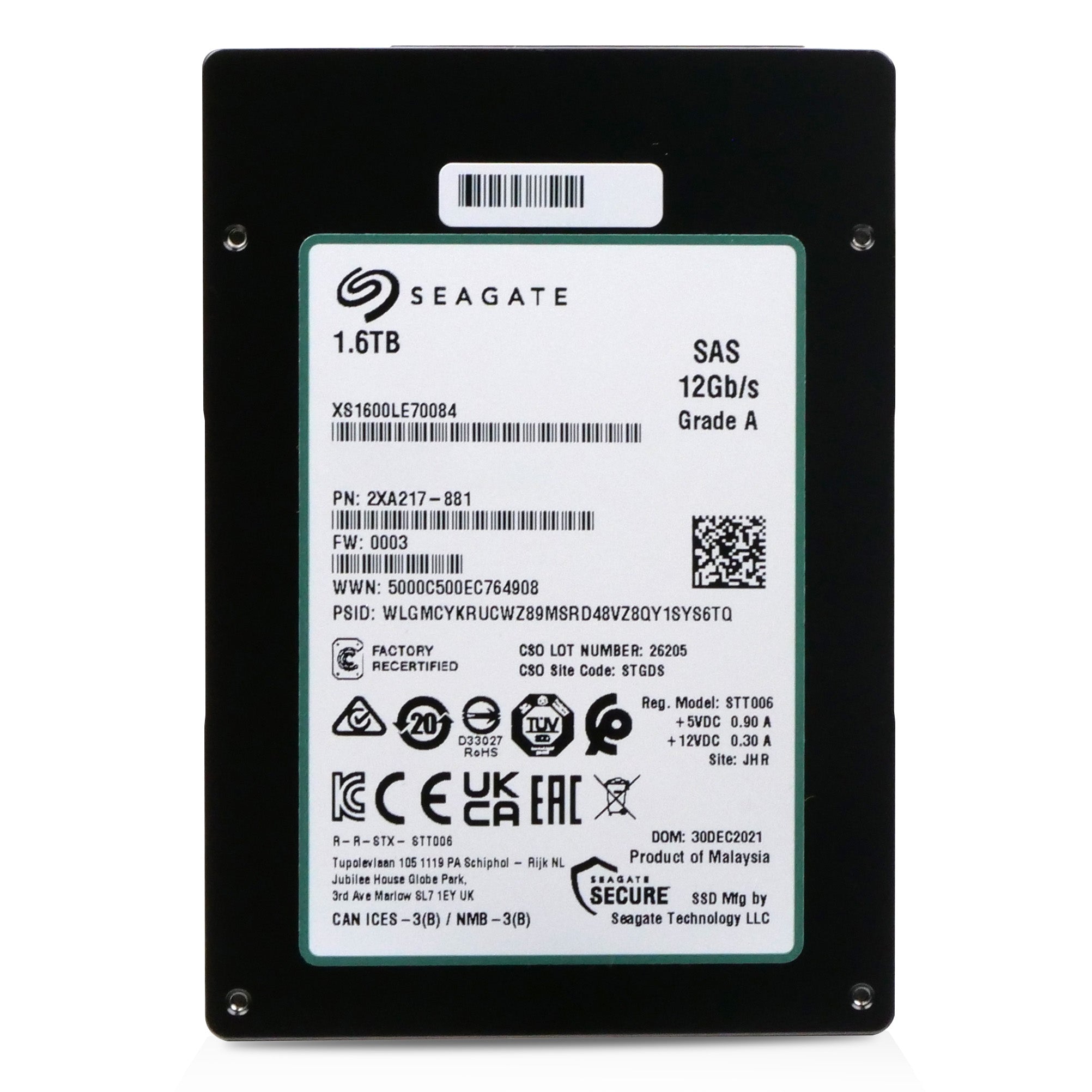 Seagate Nytro 3532 XS1600LE70084 1.6 TB 3 DWPD SAS 12Gb/s 3D eTLC 2.5in Recertified SSD