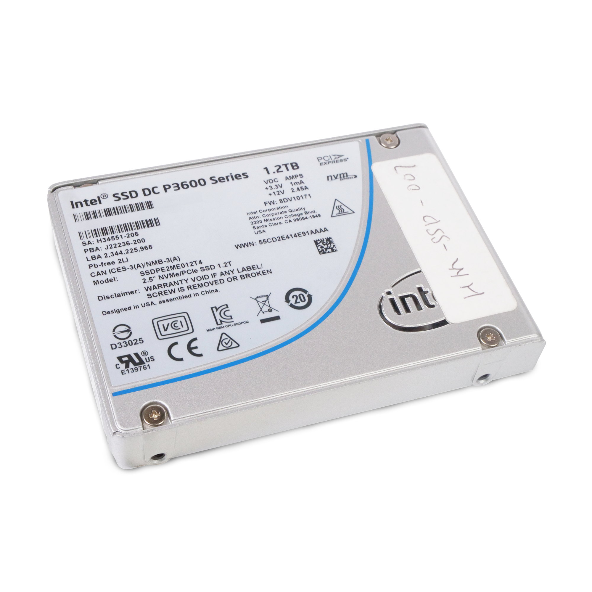 Intel DC P3600 SSDPE2ME012T4 1.2TB 3 DWPD PCIe Gen 3.0 x4 NVME U.2 2.5in Refurbished SSD