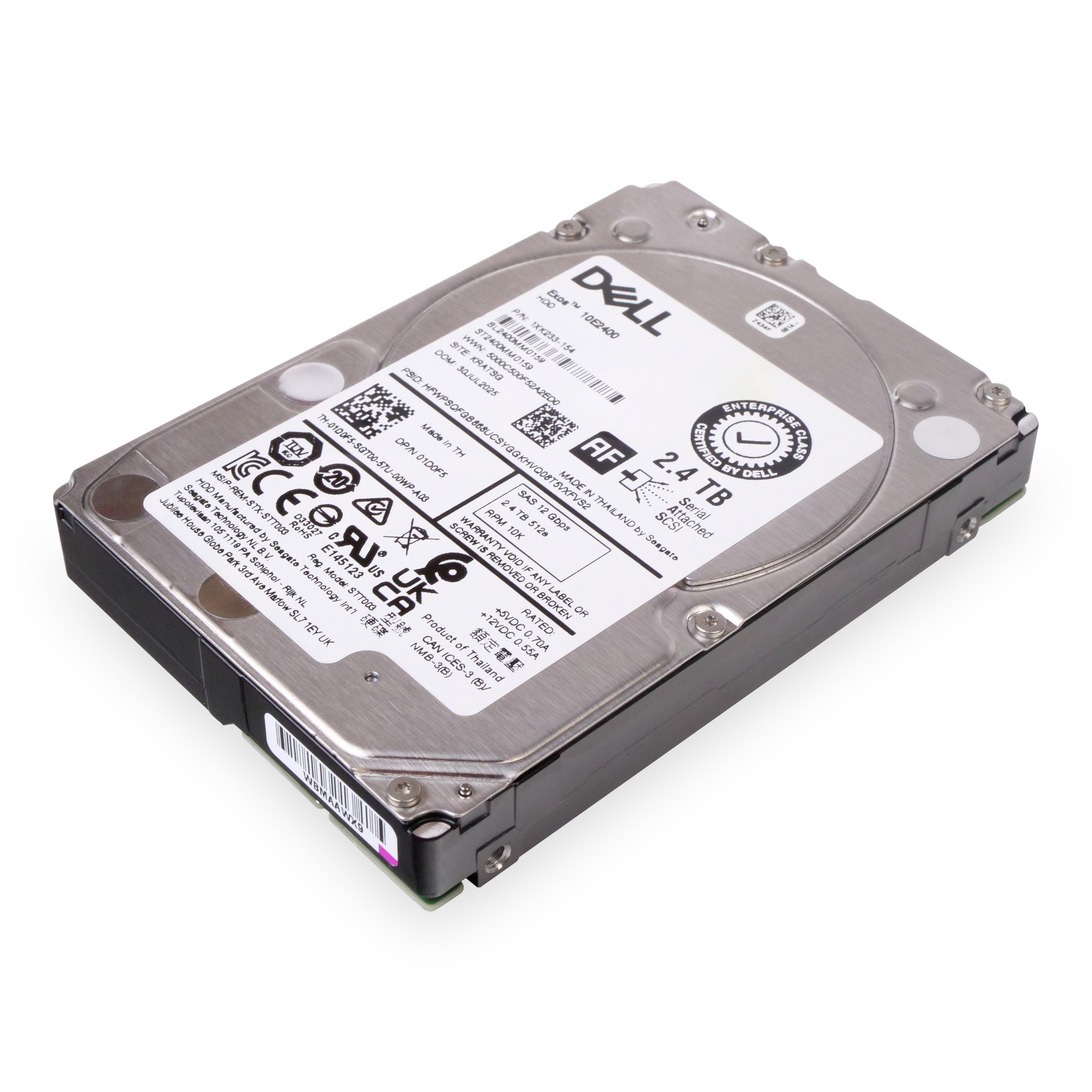 Dell/Seagate Exos 10E2400 ST2400MM0159 2.4TB 10K RPM SAS 12Gb/s 512e 256MB 2.5in HDD