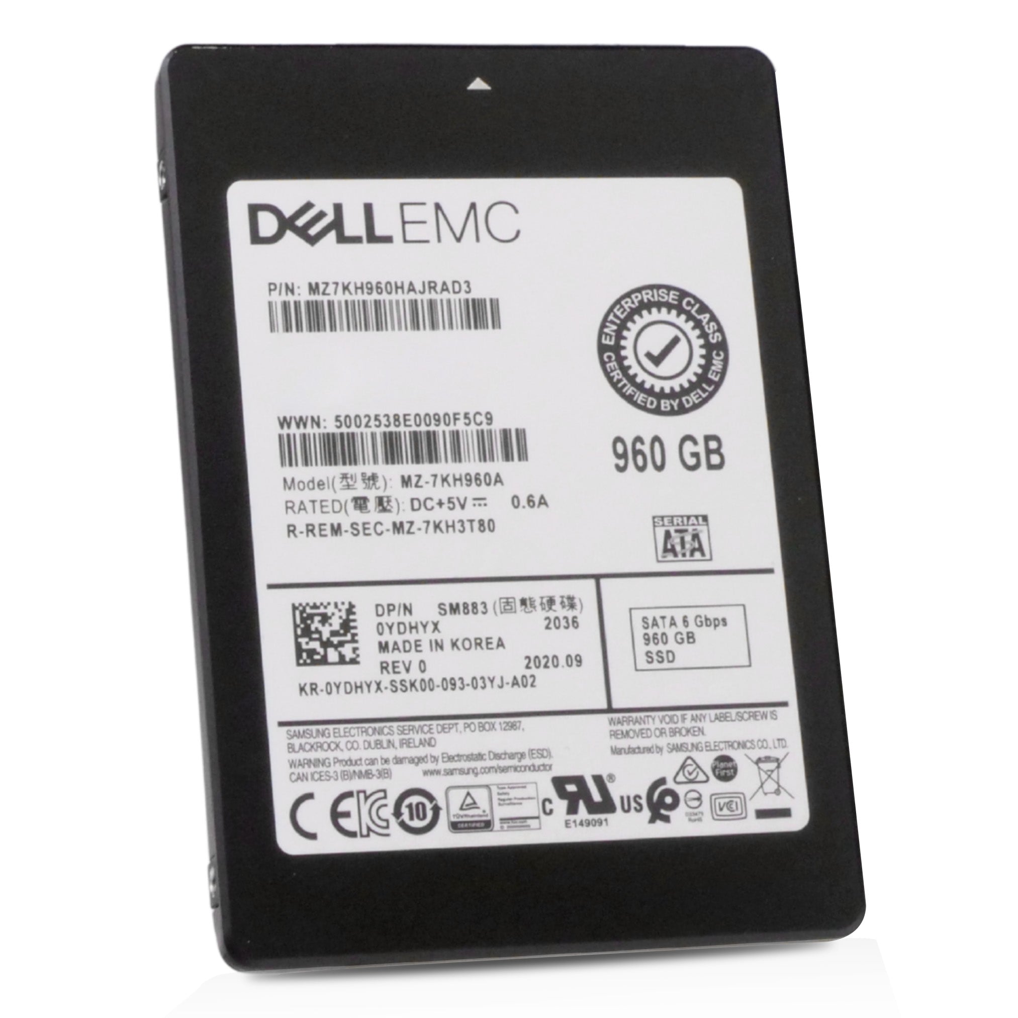 Dell/Samsung SM883 MZ7KH960HAJRAD3 960GB 3 DWPD SATA 6Gb/s MLC Mixed-Used 2.5in Refurbished SSD