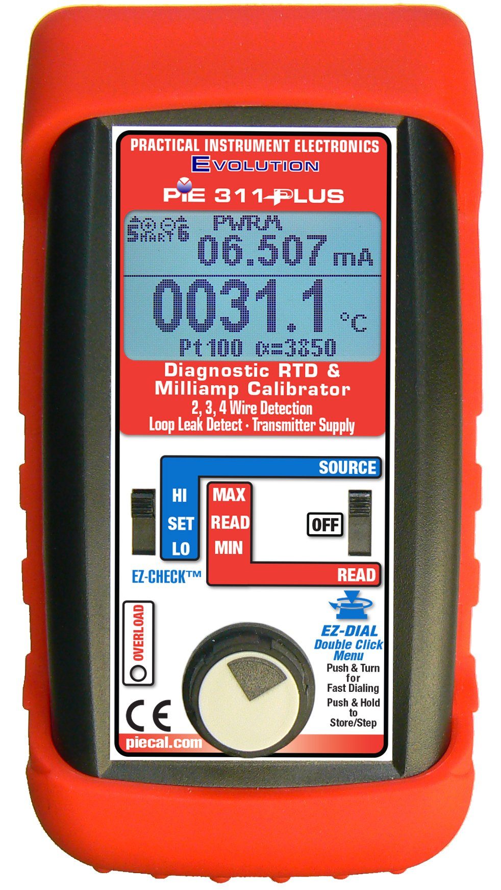 Diagnostic RTD/Milliamp Calibrator w/Patented RTD Wire Detection, Model 311-PLUS by PIE