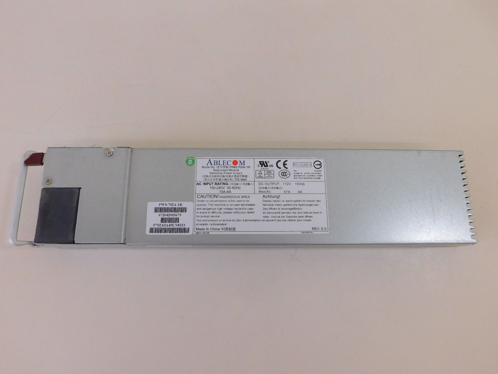 Supermicro 700W 1U Power Supply Module w/ PFC - PWS-702A-1R