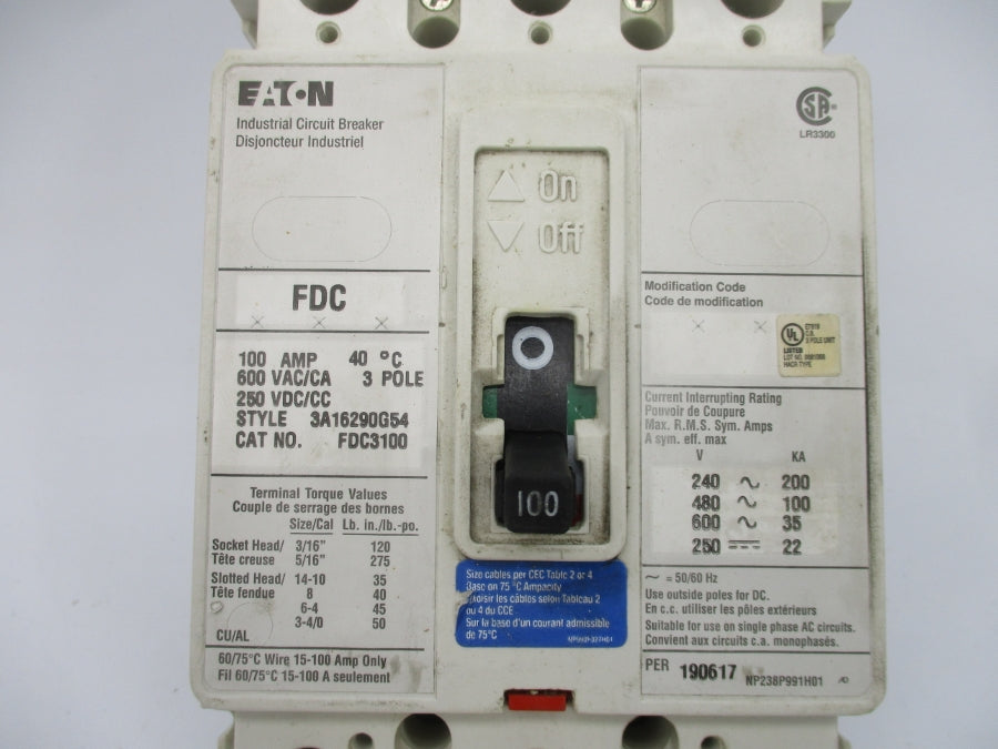 EATON FDC3100 600VAC 100A (AS PICTURED) UNMP