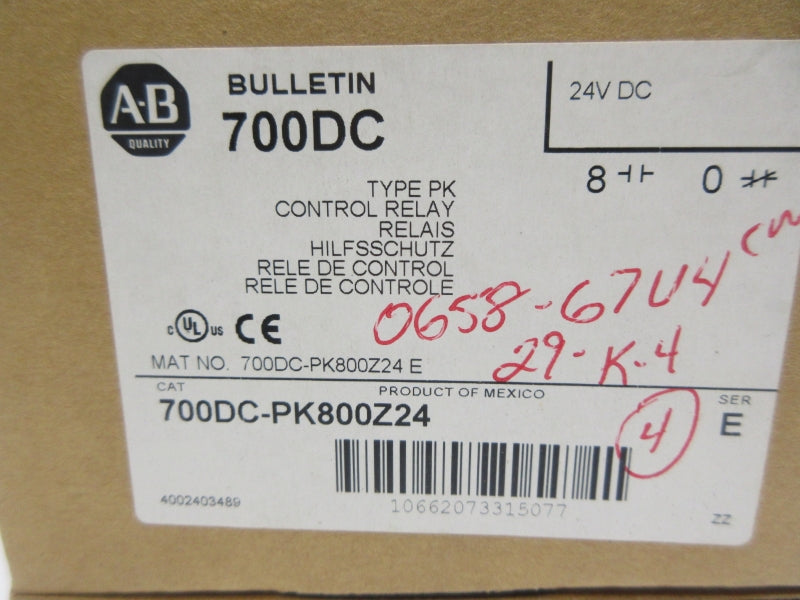 ALLEN BRADLEY 700DC-PK800Z24 SER. E 24VDC NSMP