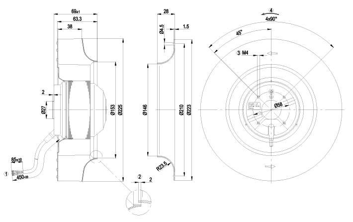R2E225-AT51-05 EBMpapst MOTORIZED IMPELLER