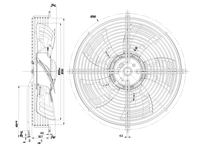 S4D300-AS34-01 68/90W 3/400V 0.14/0.15A 1300/1400rpm Ebm-Papst FAN
