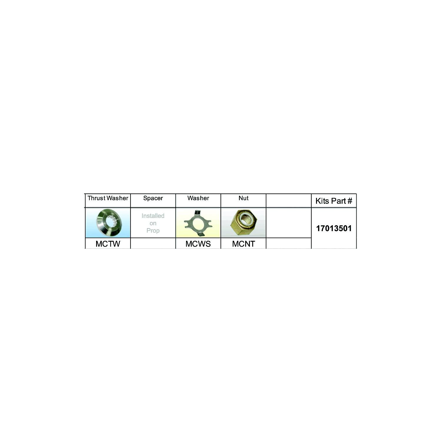 Solas Propeller 17013501 Solas Fixed Hub Prop Hardware Kit Mercury, Type C