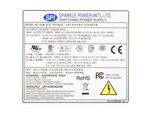 Sparkle 180W SPI180LE (P/N: 9PA1803502) Flex ATX & ATX12V SFX Power Supply