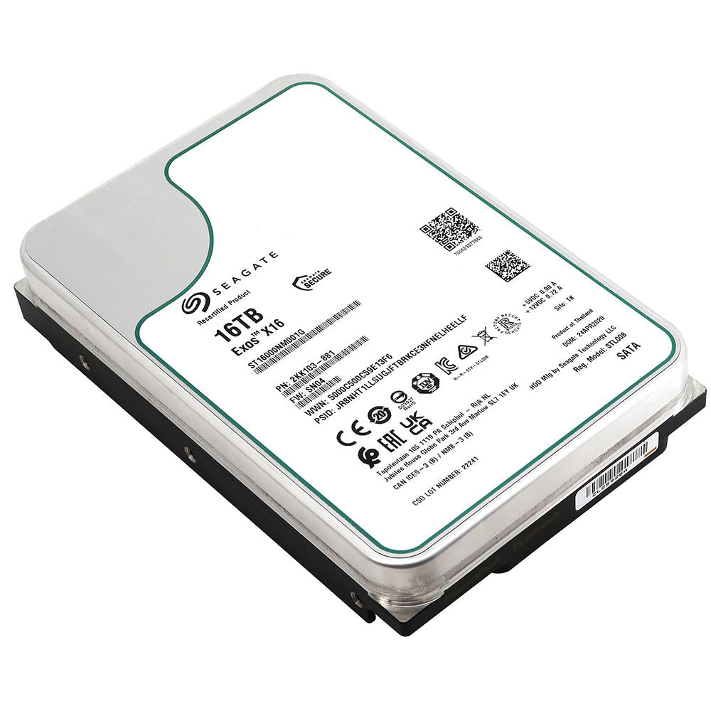 Seagate 16TB Exos X16 ST16000NM001G 7.2K RPM SATA 6Gb/s 512e/4Kn 256MB 3.5" Manufacturer Recertified Enterprise HDD