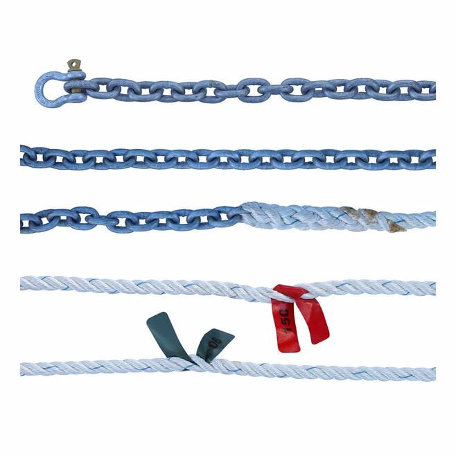 Titan Chain CAR3S91250H5120 Three Strand Anchor Rode, 9/16" x 250' Line, 5/16" x 20' Chain