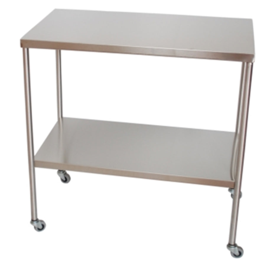 Stainless Steel Instrument Table w/ Double Shelves. 20" D x 48" W
