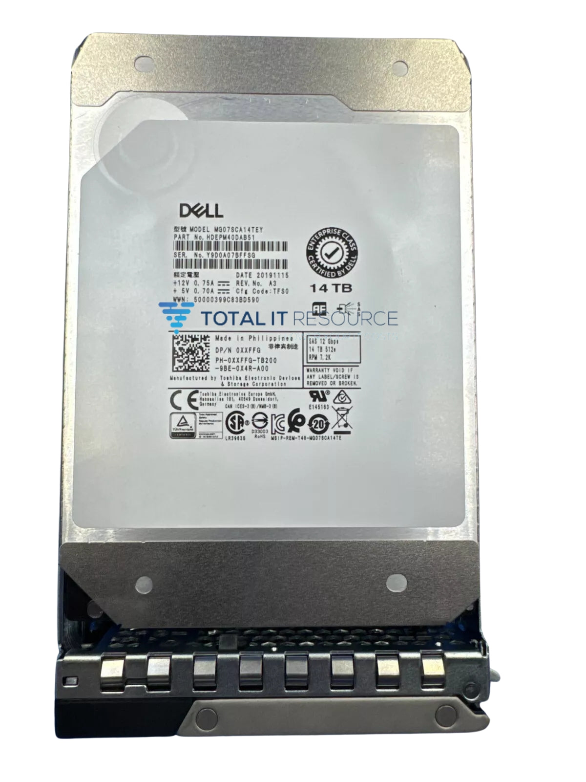 XXFFG Dell 14TB 7.2k SAS 12Gb/s NL 3.5in Hard Drive