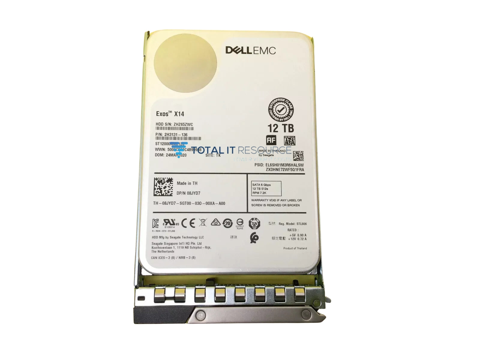 8JYD7 Dell 12TB 7.2K 6G 512e SATA 3.5" Hard Drive
