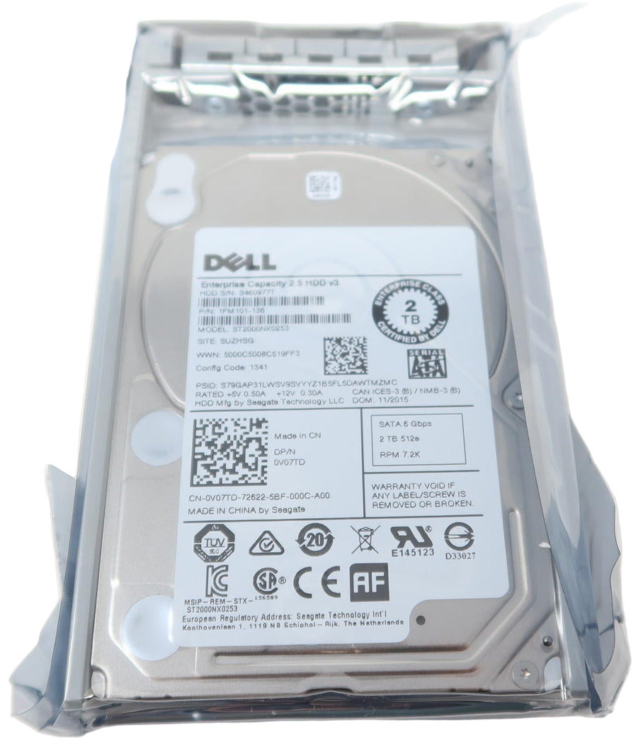0V07TD DELL 2TB 7.2K 6Gb/s SATA 2.5" Hard Drive ST2000NX0253