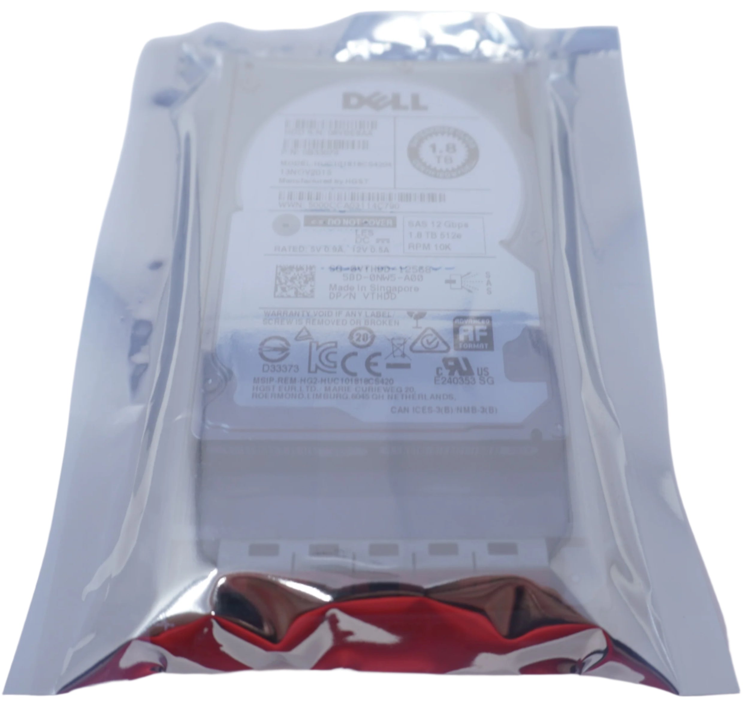 Dell VTHDD 1.8TB 10K SAS 2.5" 12Gbps Hard Drive HUC101818CS4204