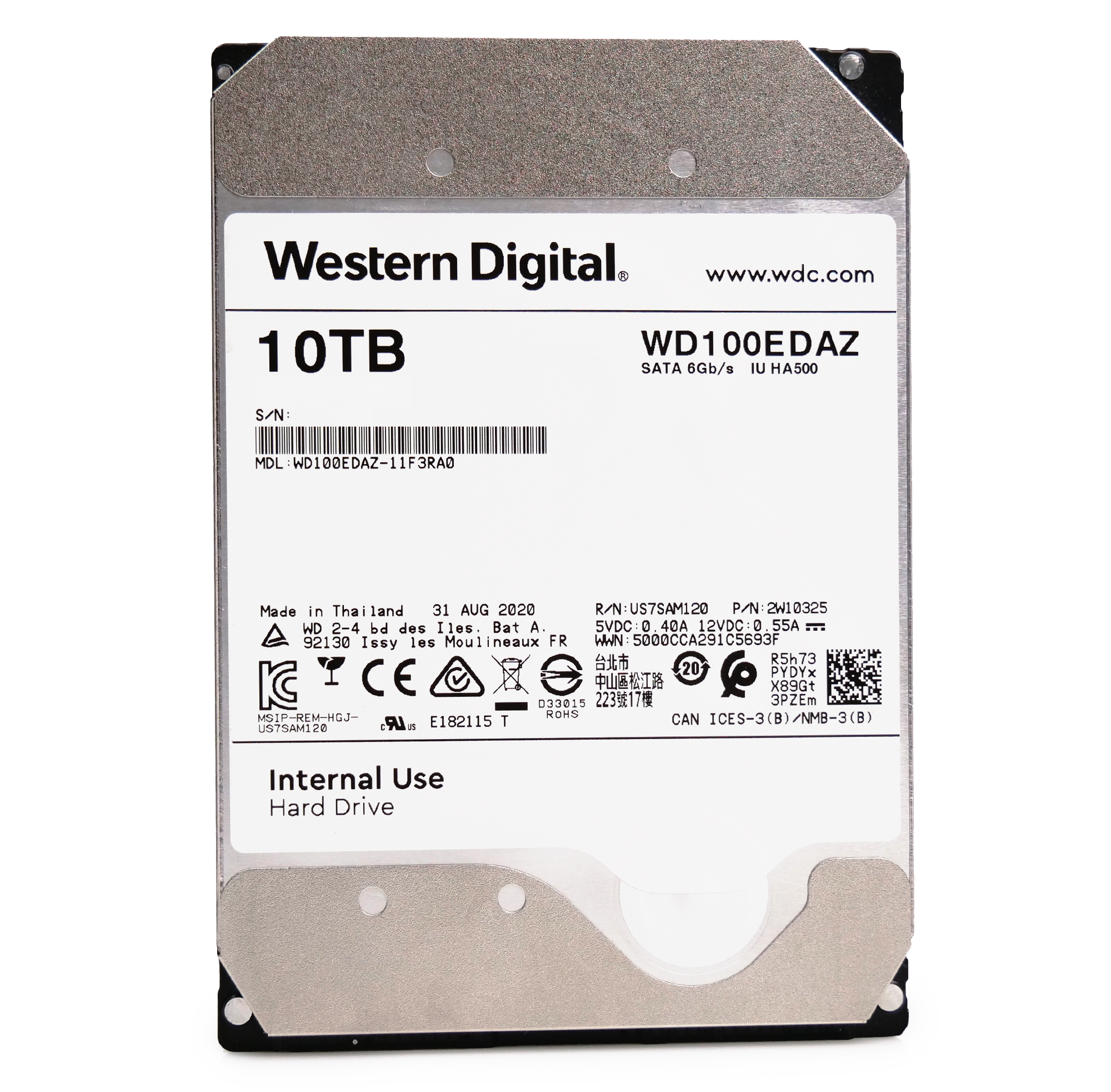 Western Digital WD100EDAZ-11F3RA0 10TB 5.4K RPM SATA 6Gb/s 512e 3.5in Refurbished HDD
