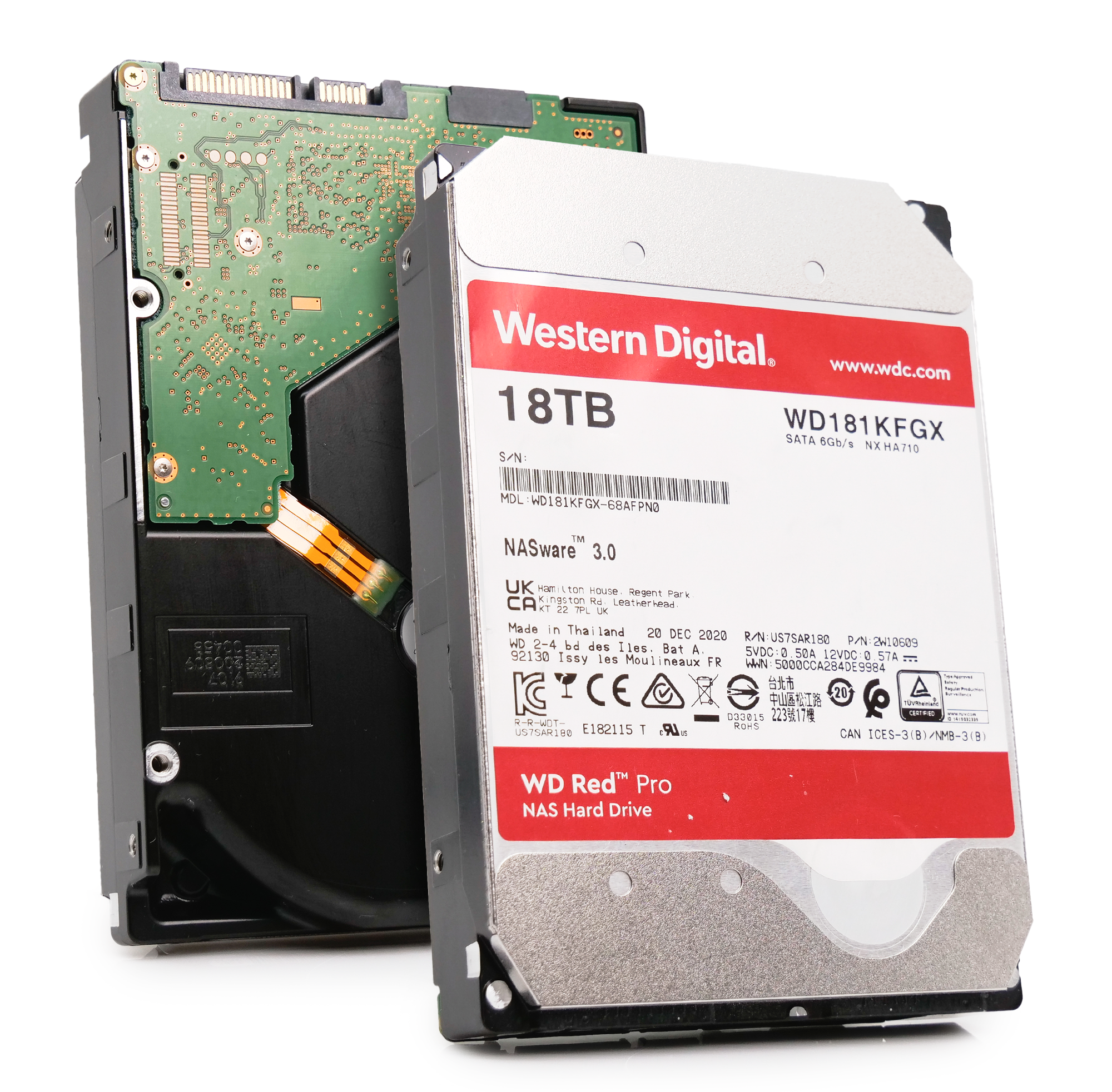 Western Digital Red Pro WD181KFGX 18TB 7.2K RPM SATA 6Gb/s 512e 3.5in Refurbished HDD