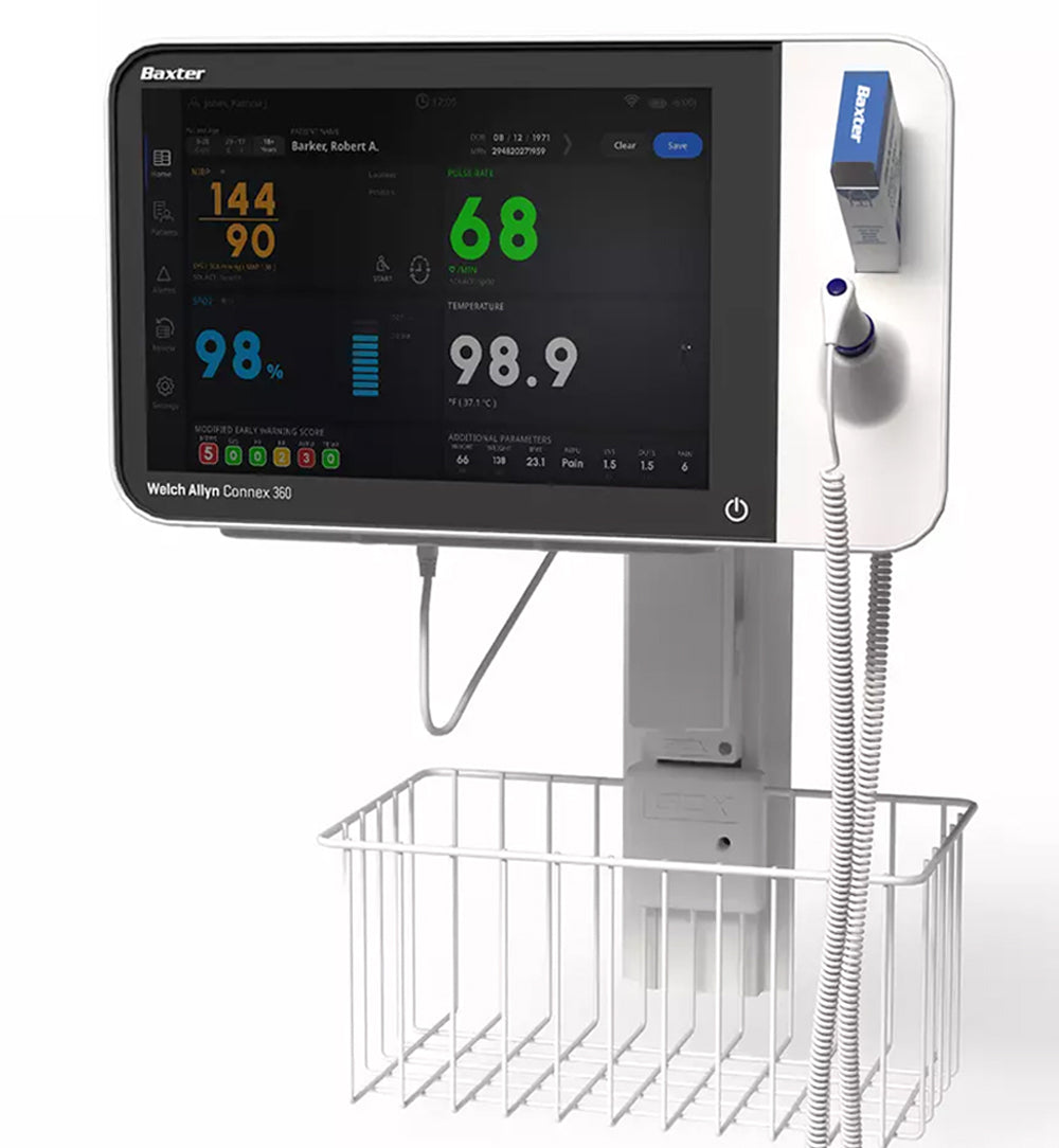 Baxter Connex 360 Vital Signs Monitor w/ Nellcor SpO2, WiFi, Wall Mount, Barcode Scanner, 10’ BP Hose